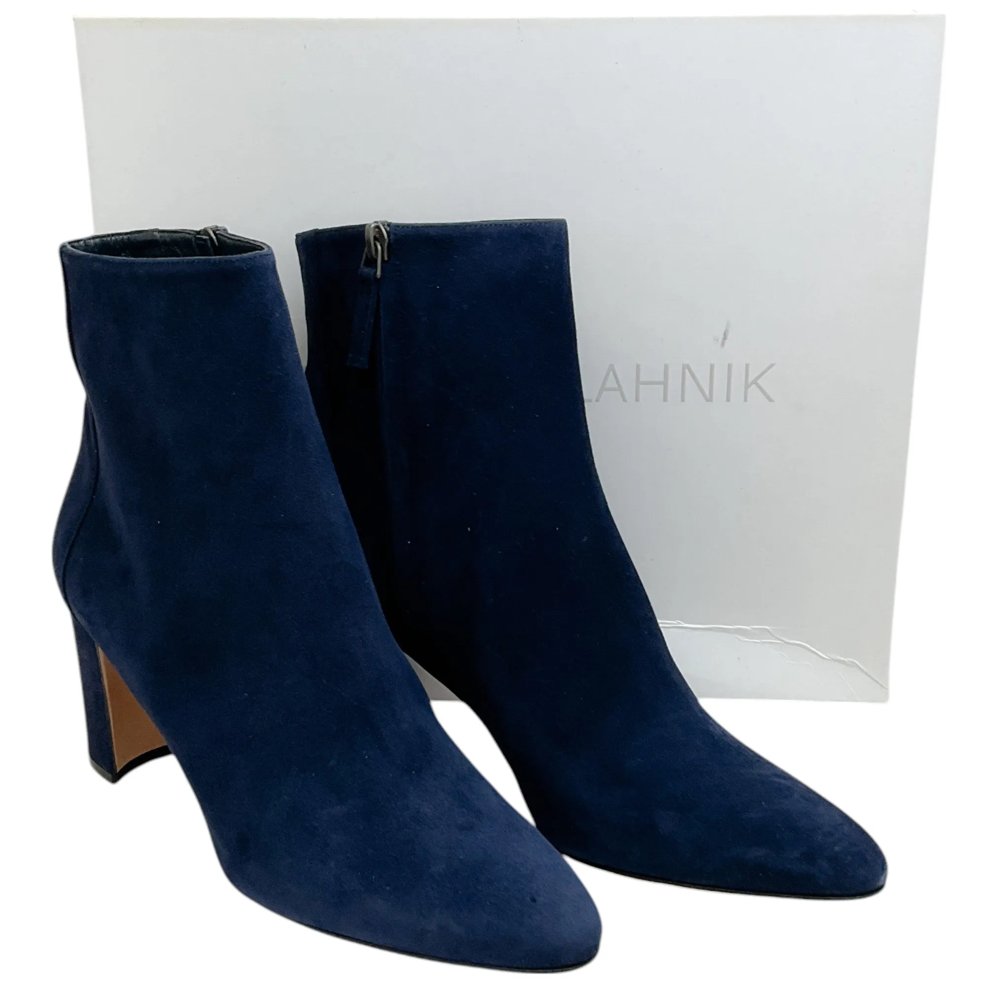 Manolo Blahnik Navy Blue Suede Rosie Booties