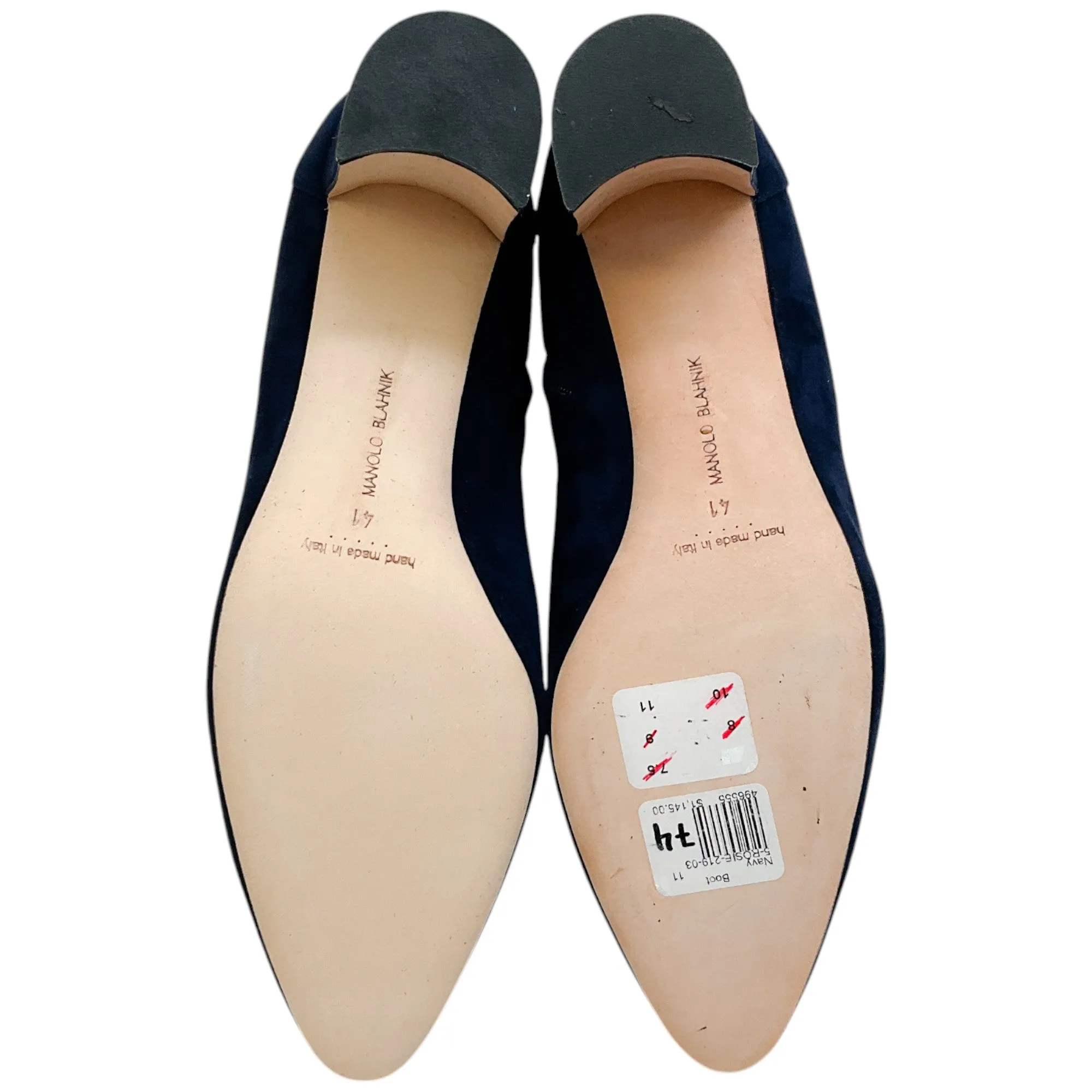 Manolo Blahnik Navy Blue Suede Rosie Booties
