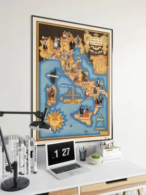 Map of the Popular Italian Costumes| Vintage Italy Fashion Print