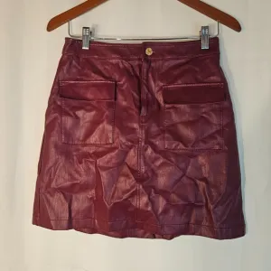 Marc New York Faux Leather Mini Skirt Pockets Burgundy Size 2