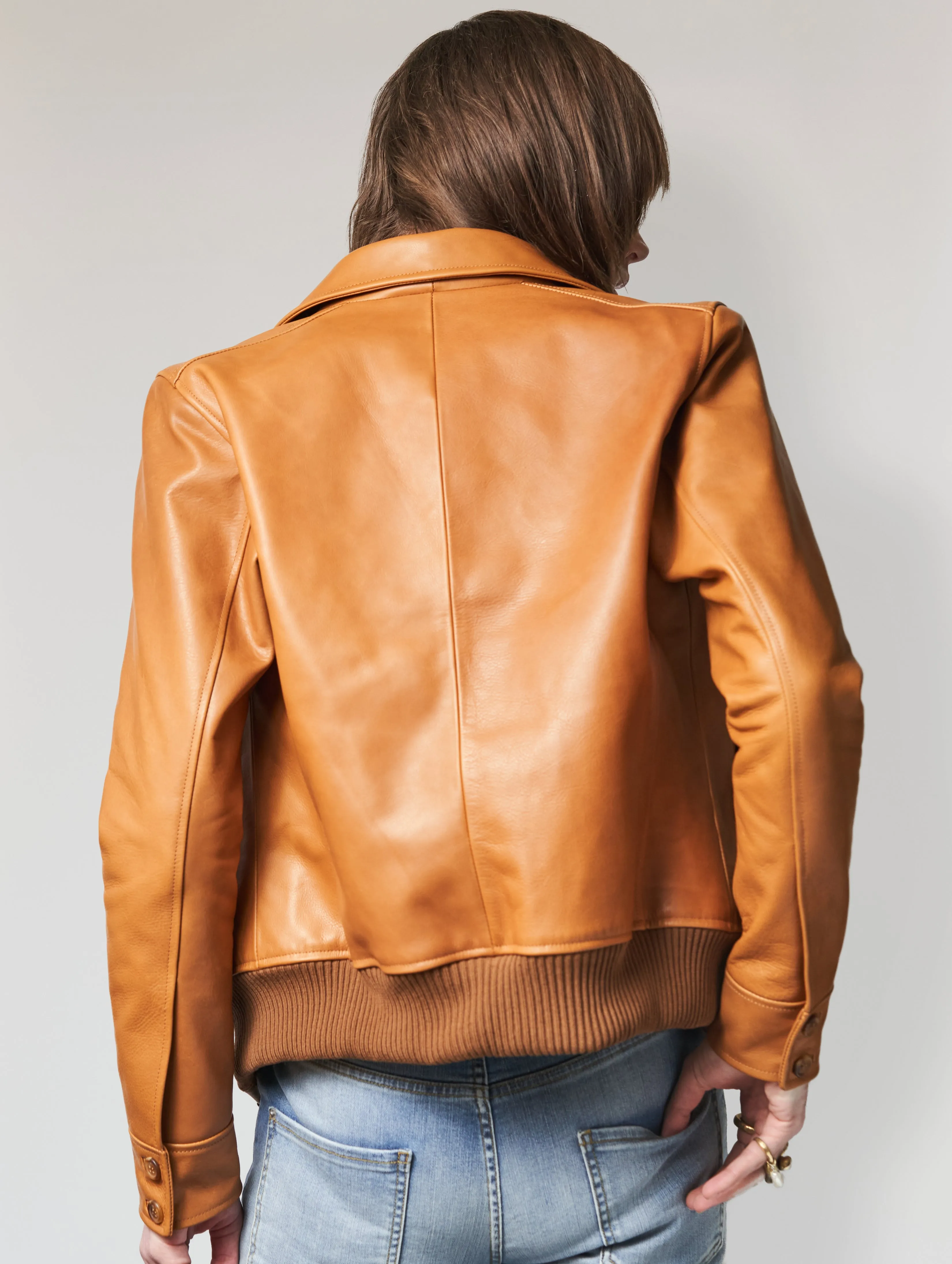 MARCOS LEATHER JACKET IN CAMEL CALFSKIN - Man