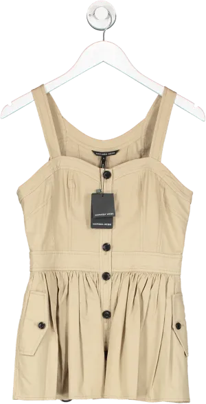 Marissa Webb Beige Brielle Canvas And Tulle Seamed Trench Vest UK S