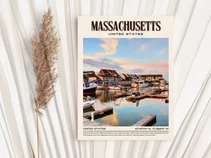 Massachusetts Vintage Wall Art, USA