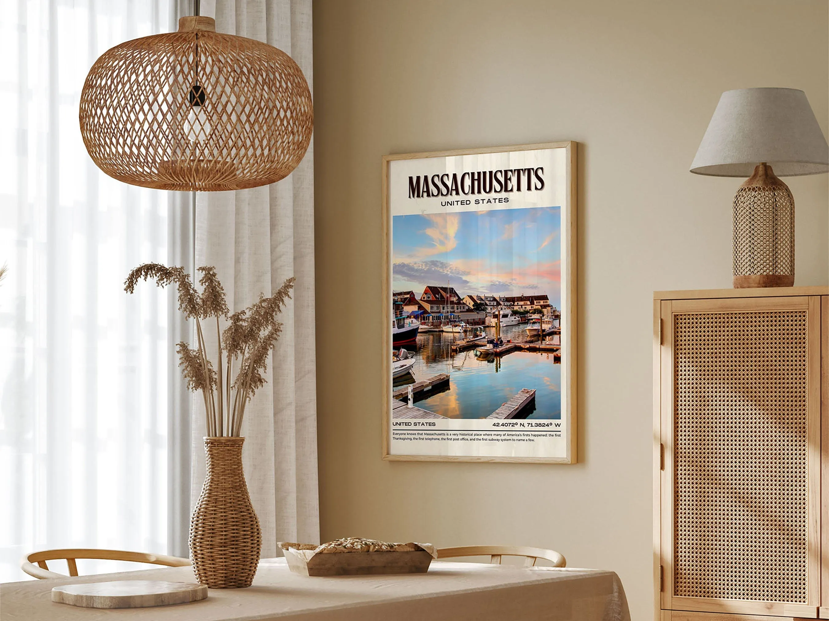 Massachusetts Vintage Wall Art, USA