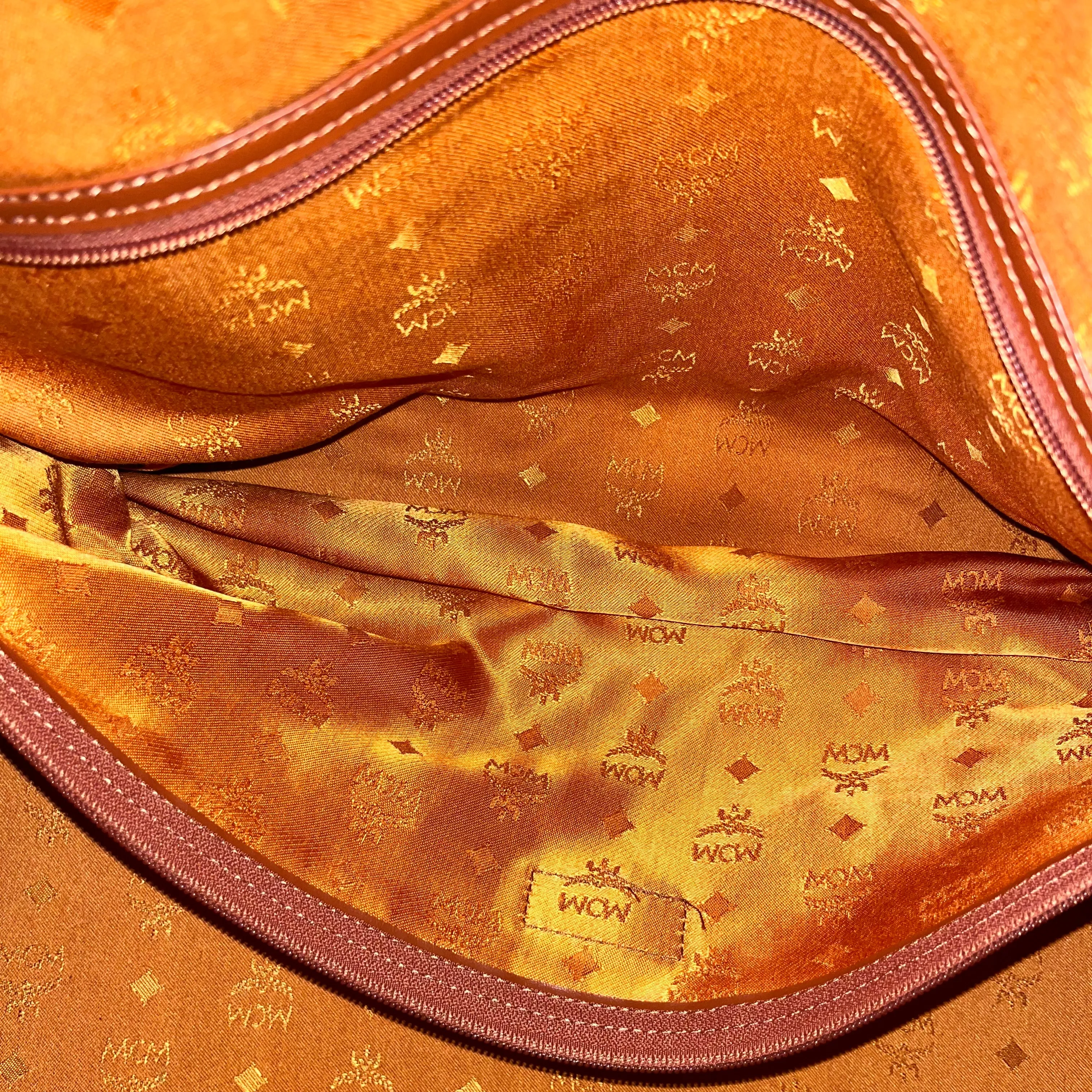 MCM Two-Way Boston Cognac Visetos Canvas Duffle Bag