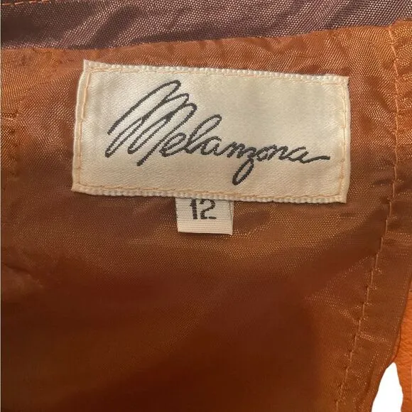 Melanzona Vintage Skirt Suede Leather Tan  Fringe Boho Festival Size 12
