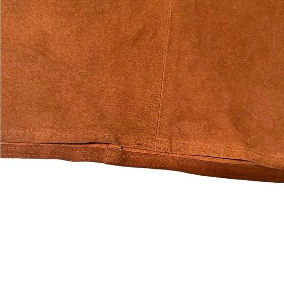 Melanzona Vintage Skirt Suede Leather Tan  Fringe Boho Festival Size 12