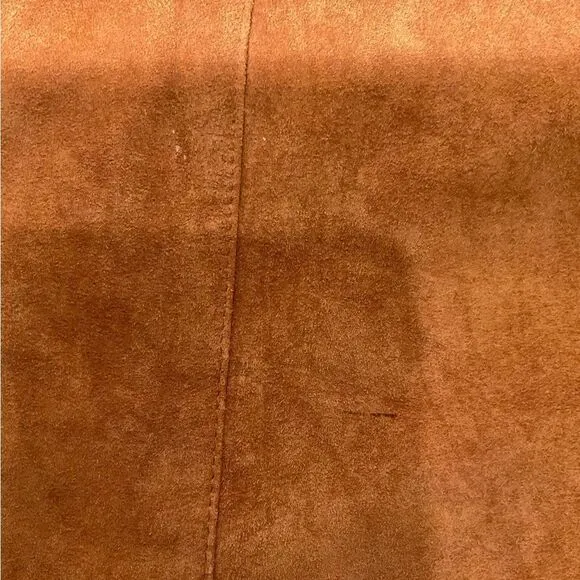 Melanzona Vintage Skirt Suede Leather Tan  Fringe Boho Festival Size 12