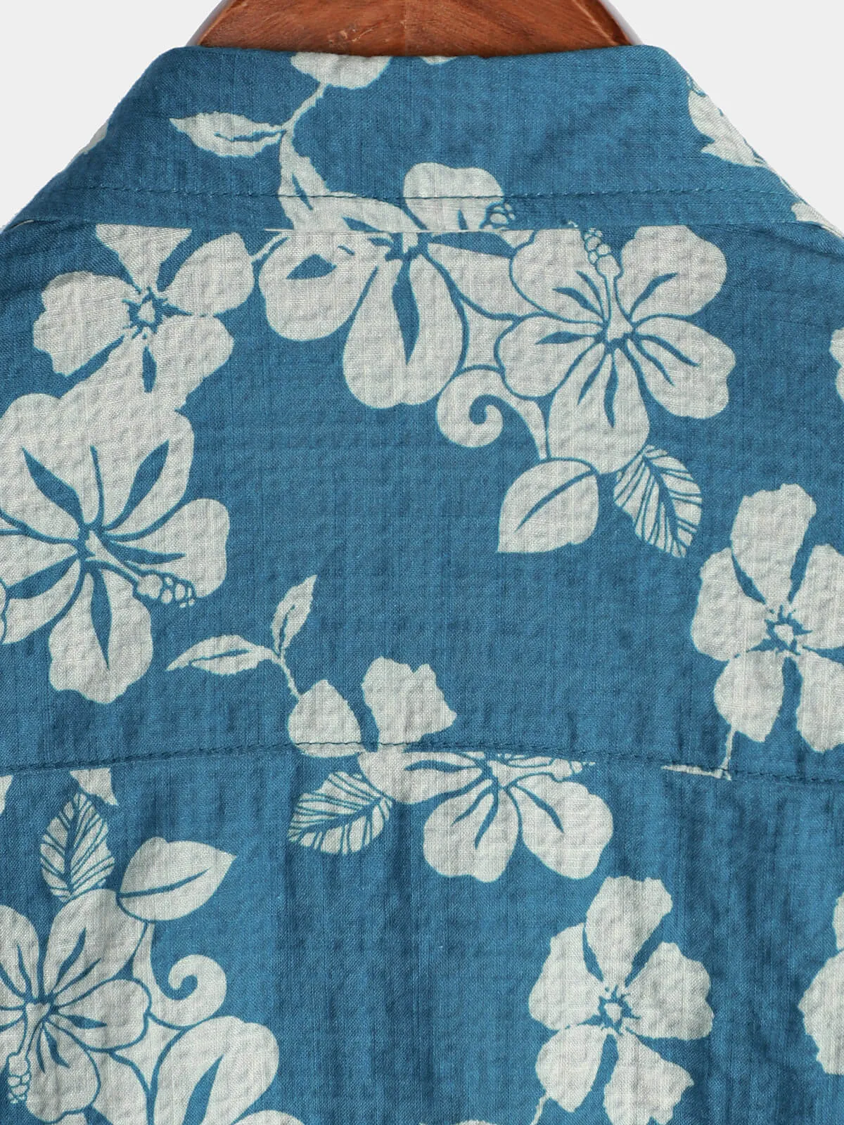 Men's Blue Holiday Floral Hawaiian Short Sleeve Button Up Shirt