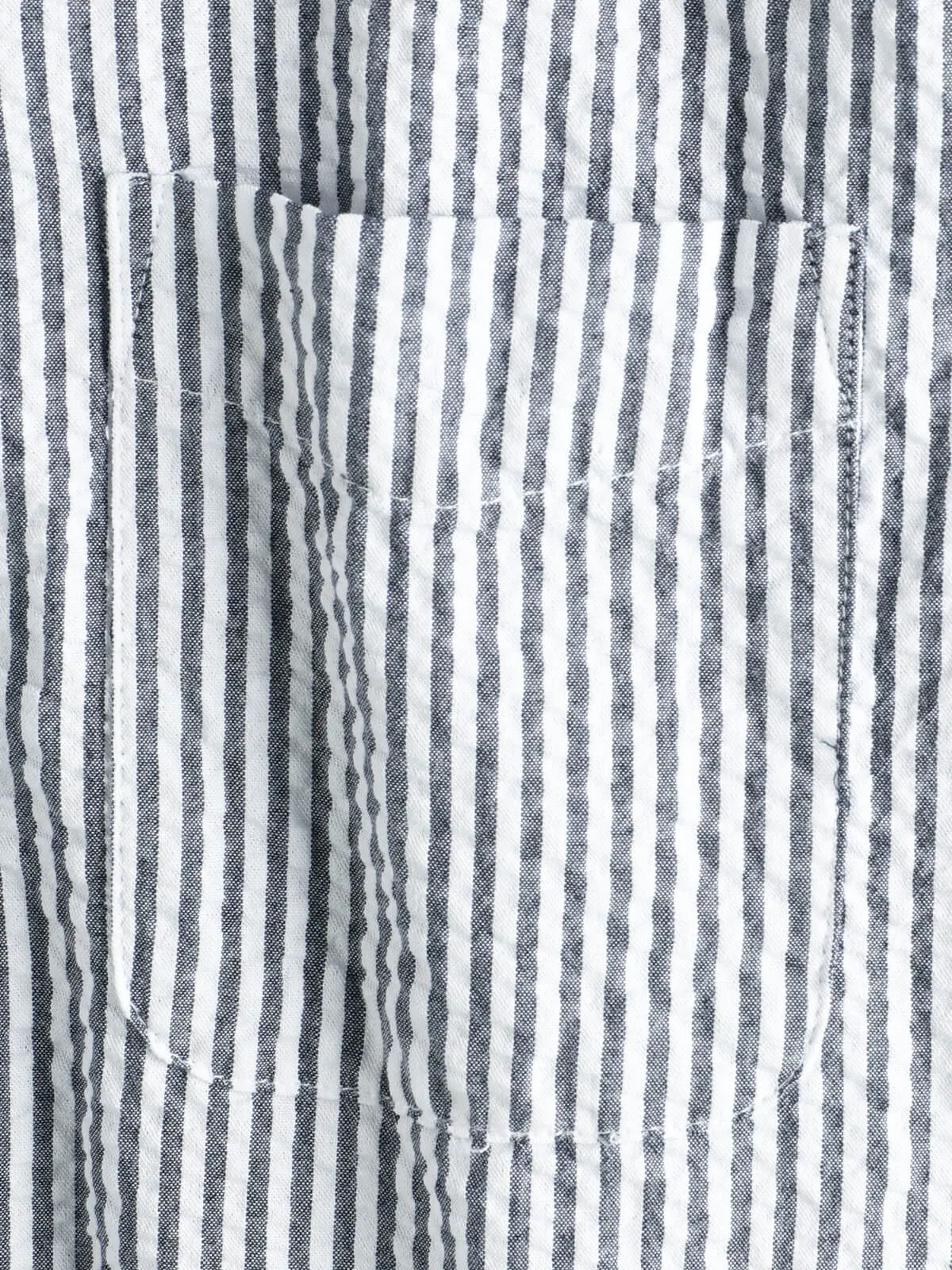Men's Breathable Striped Cotton Button Up Summer Cuban Collar Camp Short Sleeve Beach Shirt
