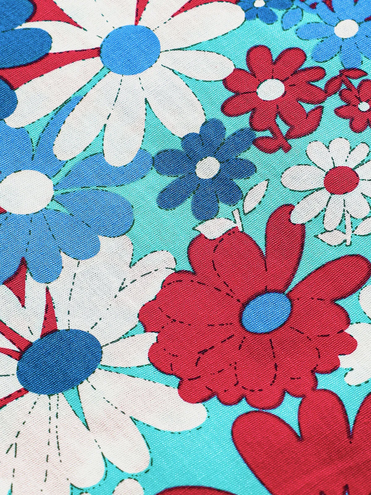 Men's Casual Cotton Floral Blue Short Sleeve Hawaiian Shirt