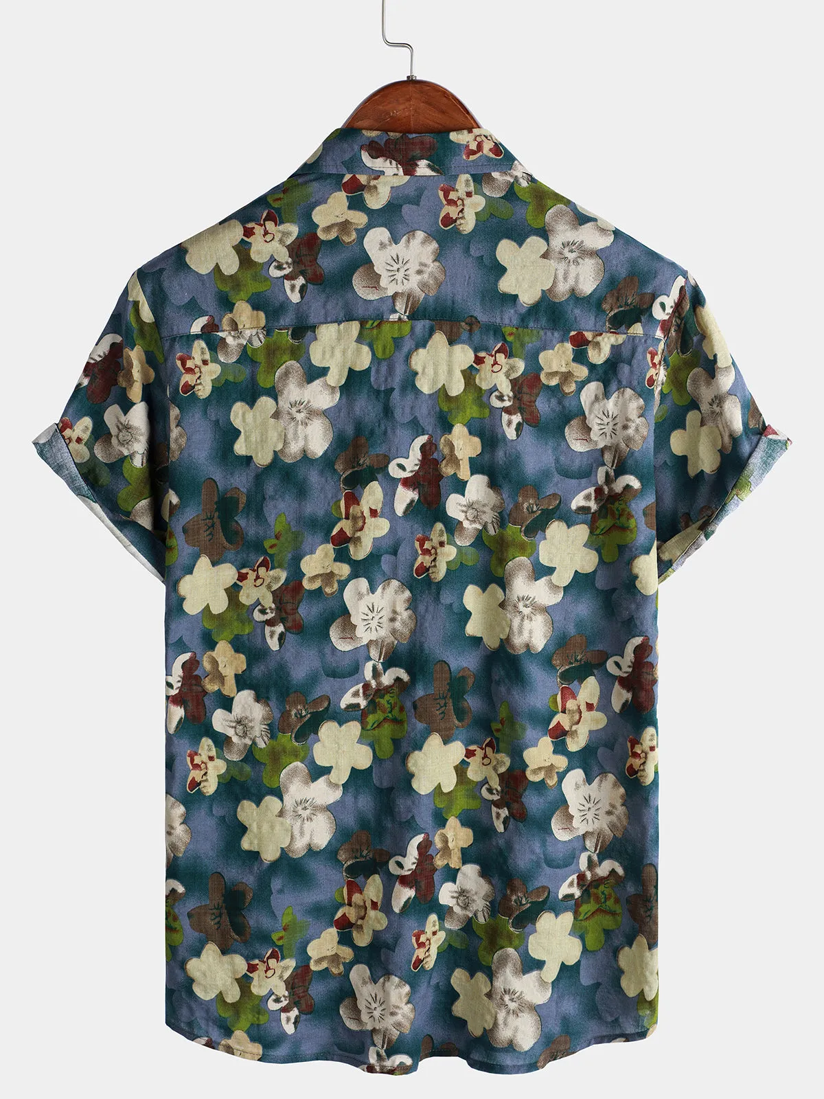 Men's Casual Floral Print Holiday Hawaiian Short Sleeve Shirt