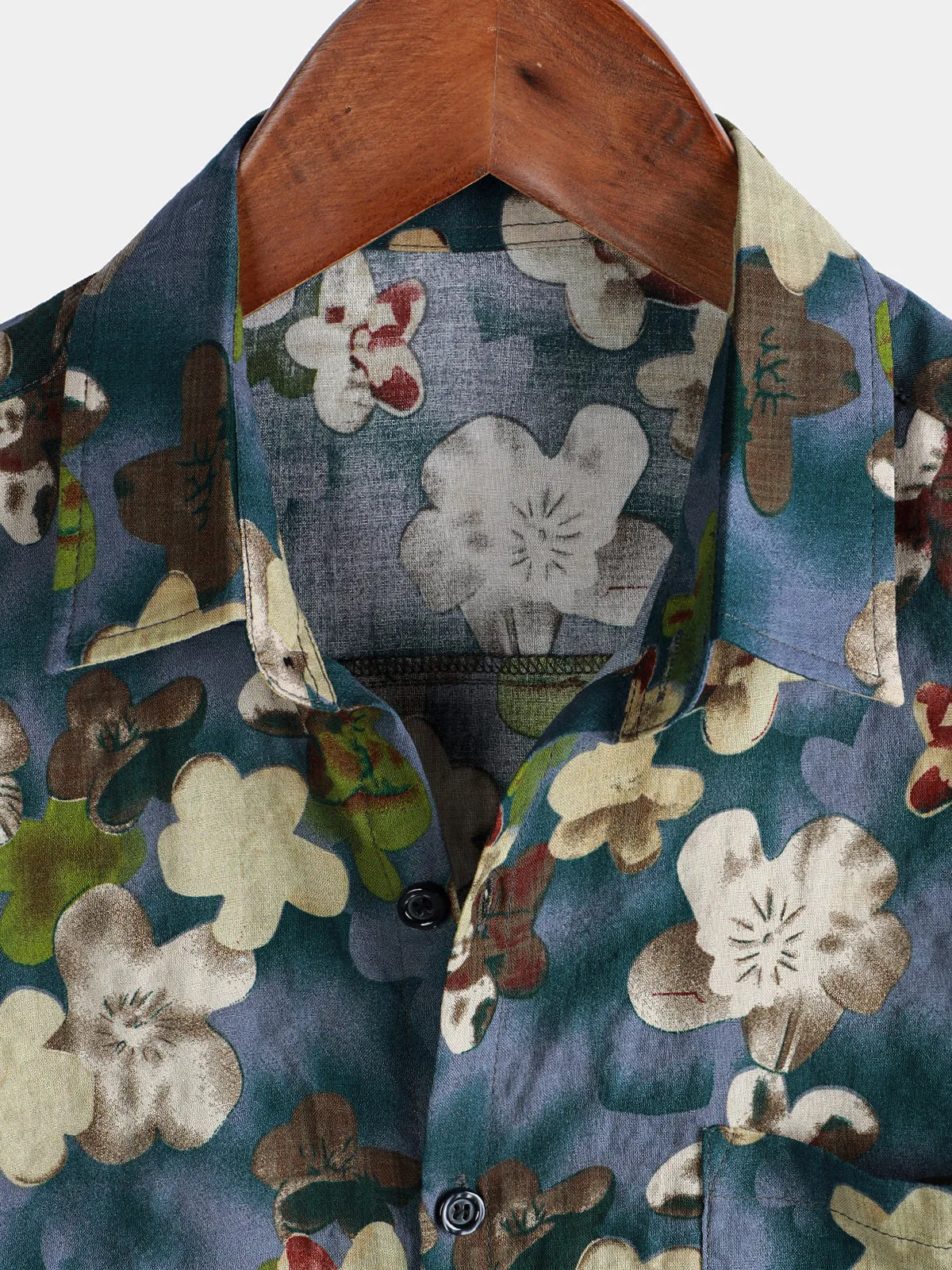 Men's Casual Floral Print Holiday Hawaiian Short Sleeve Shirt