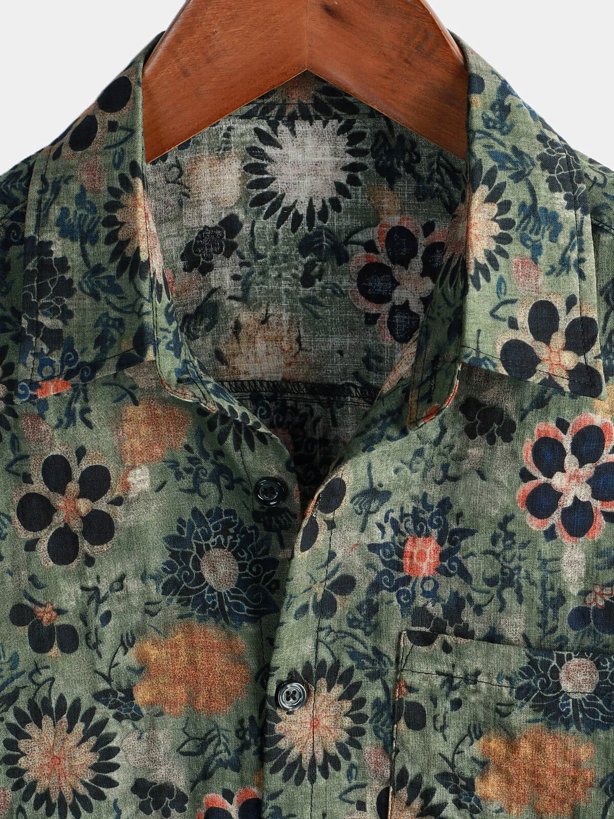 Men's Casual Vintage Floral Print Short Sleeve Shirt