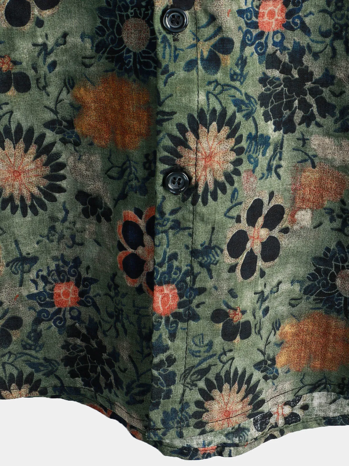 Men's Casual Vintage Floral Print Short Sleeve Shirt