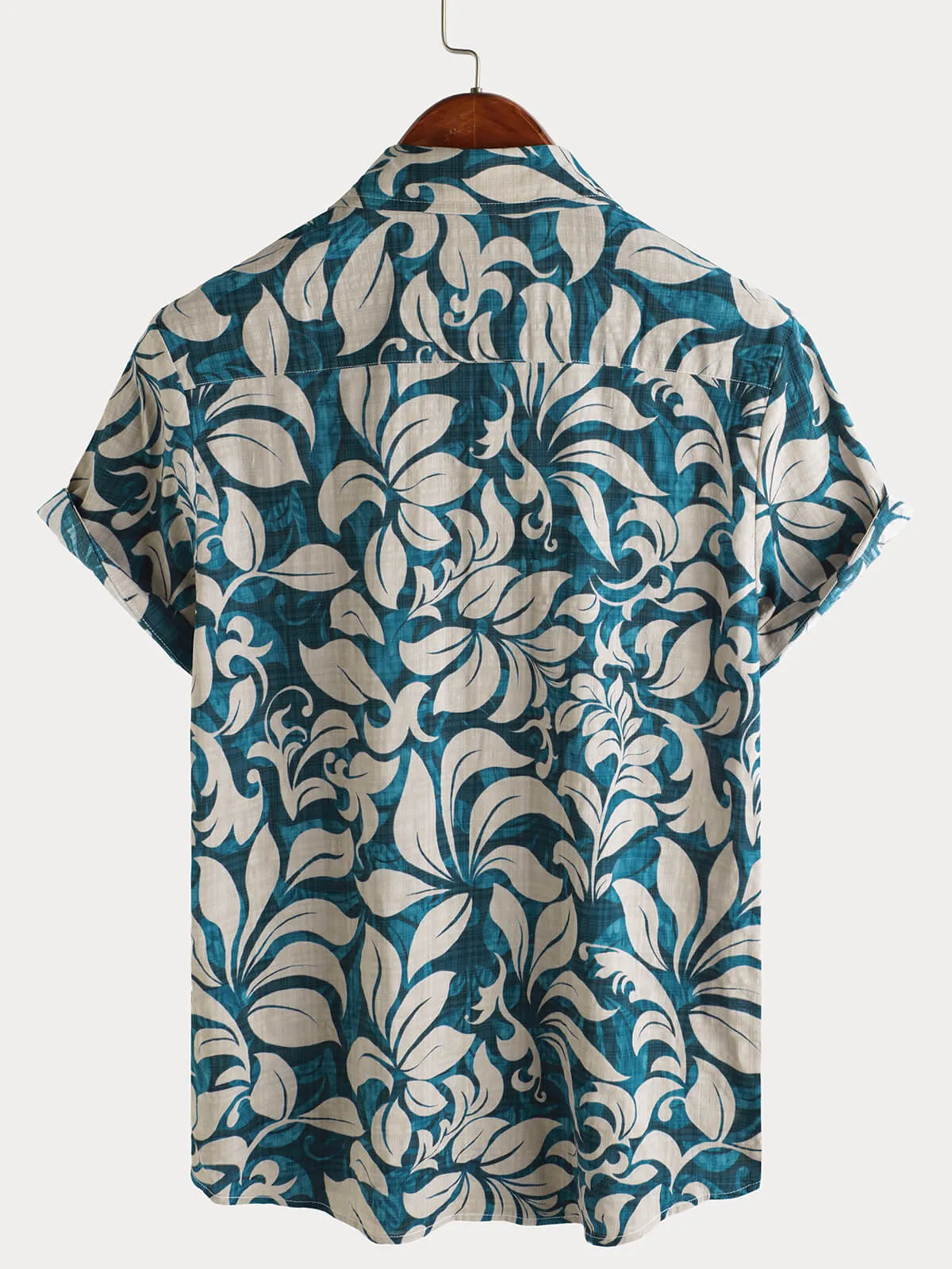 Men's Casual Vintage Holiday Floral Button Up Short Sleeve Shirt