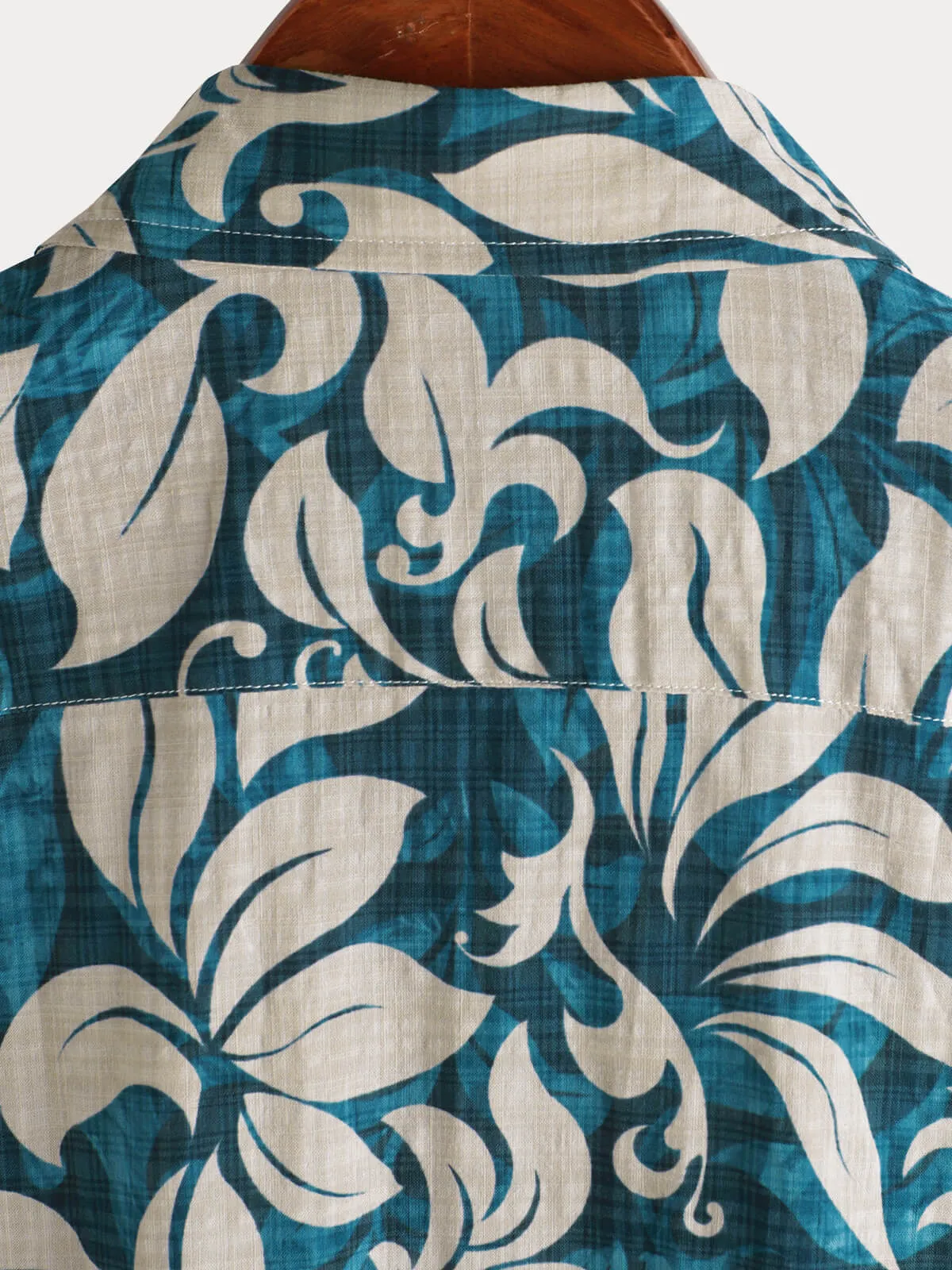 Men's Casual Vintage Holiday Floral Button Up Short Sleeve Shirt