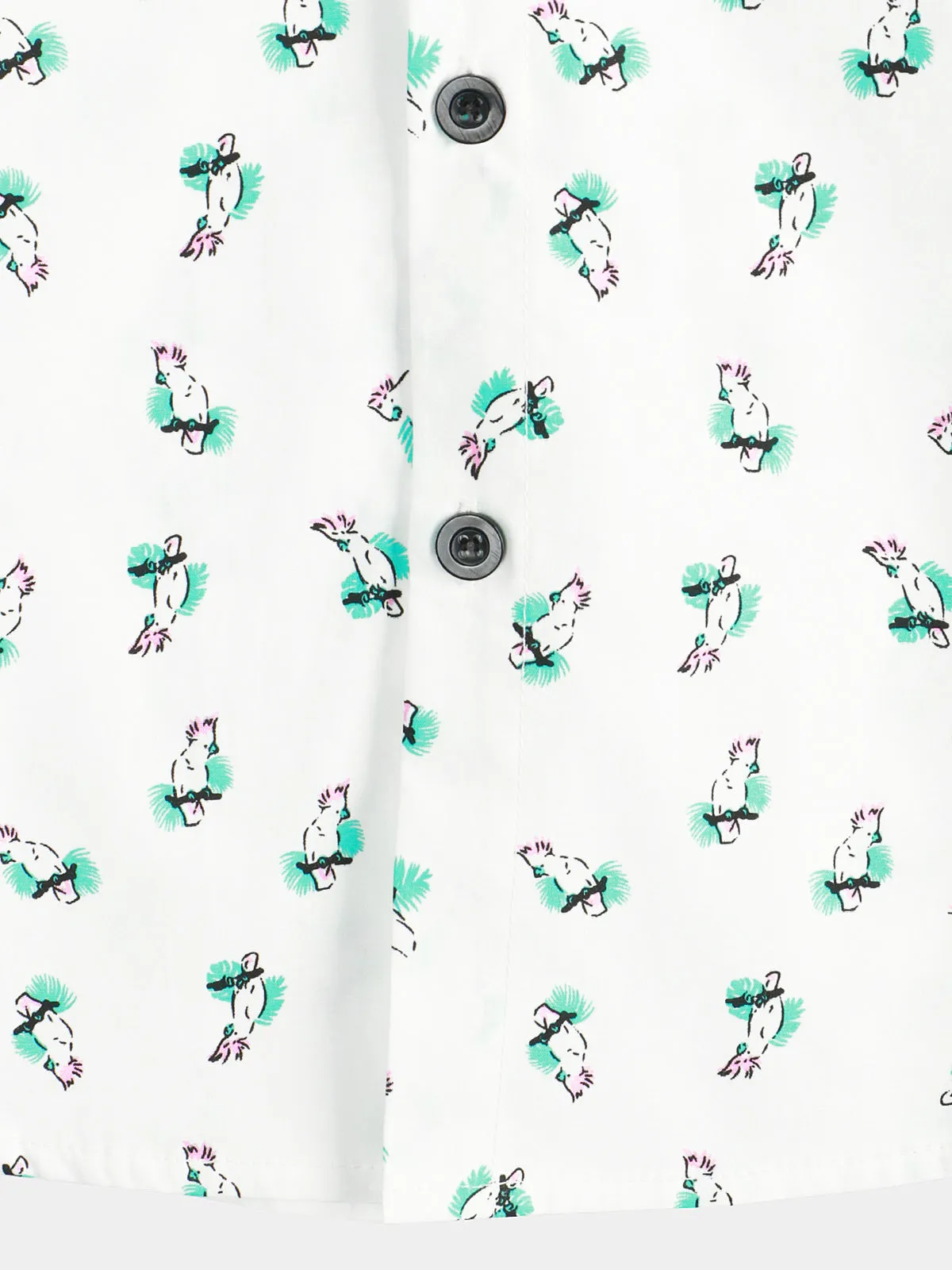 Men's Cotton Parrot Print Cute Animal Breathable Vacation Casual Short Sleeve Shirt