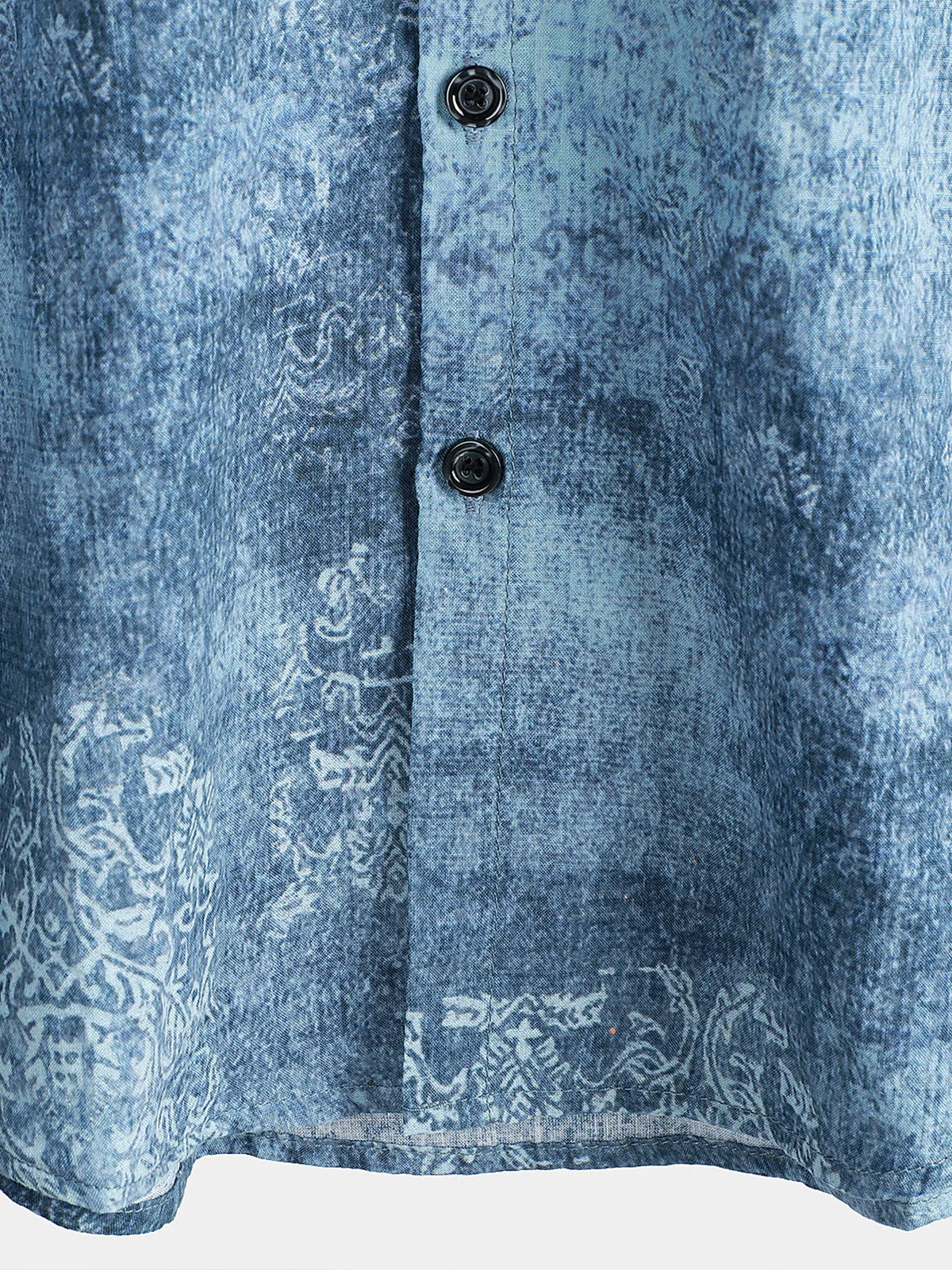 Men's Cotton Vintage Light Blue Short Sleeve Summer Button Up Shirt