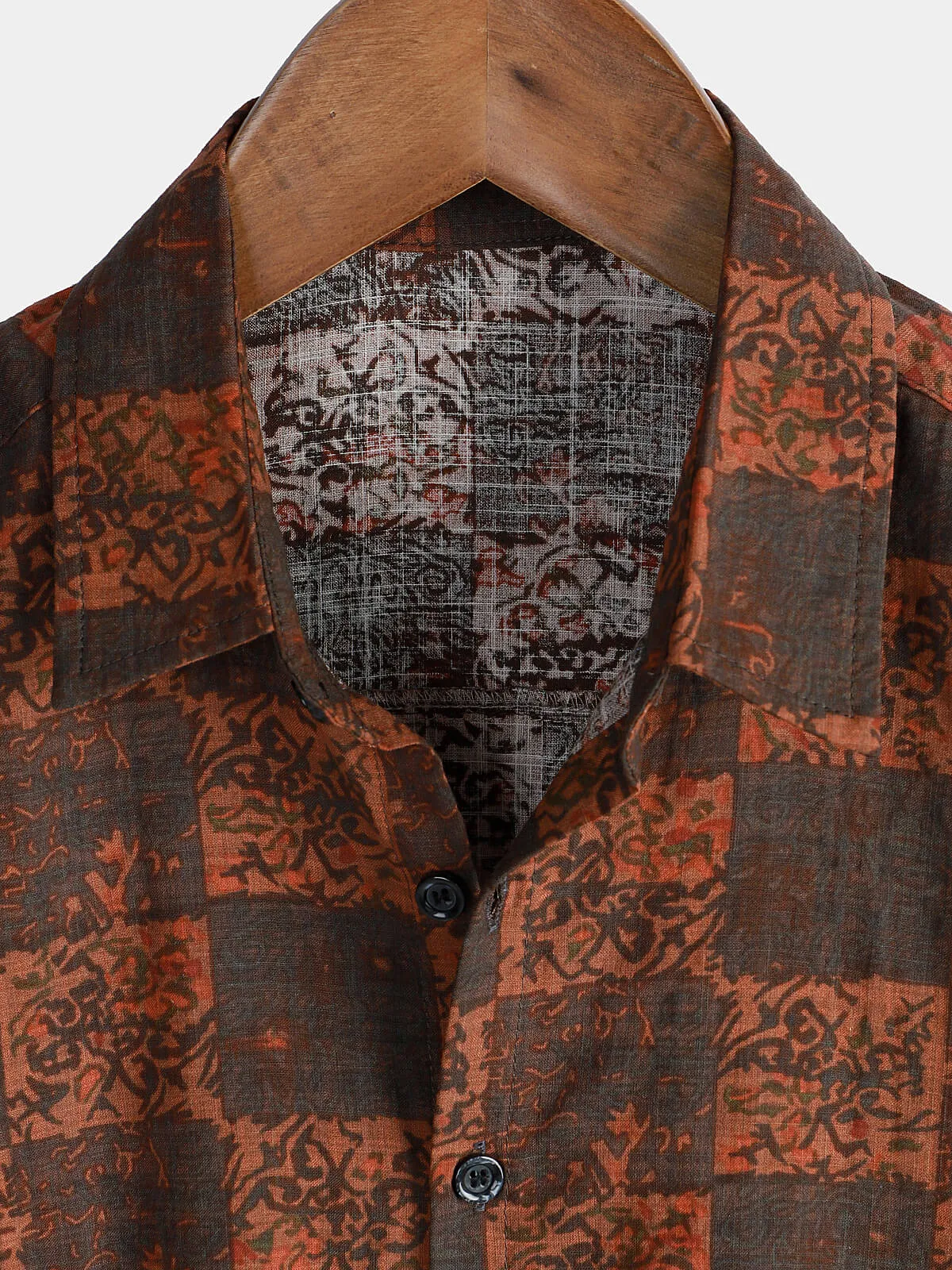 Men's Cotton Vintage Short Sleeve Retro Summer Button Up Shirt