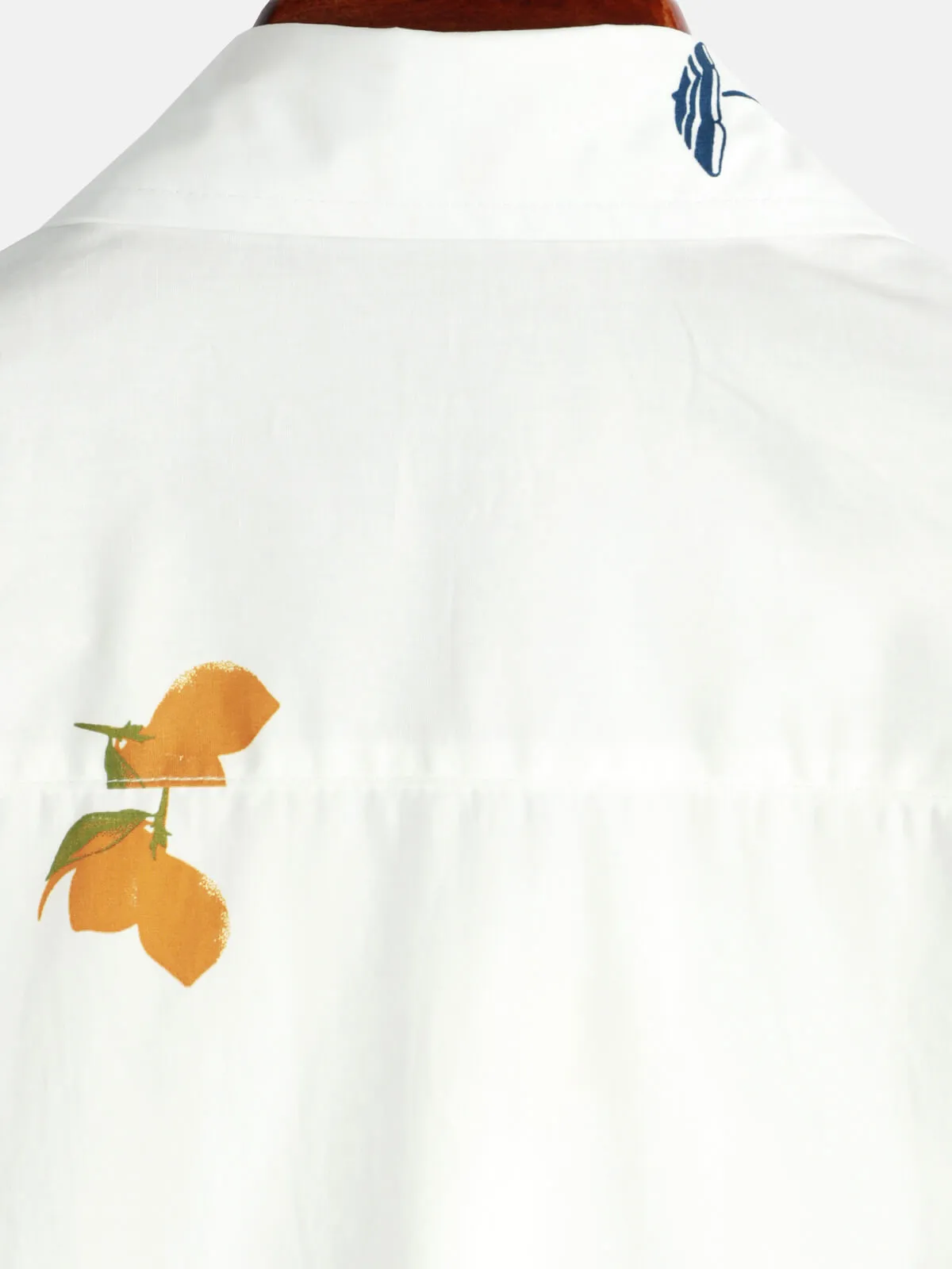 Men's Cotton White Hawaiian Button Up Beach Holiday Summer Short Sleeve Shirt