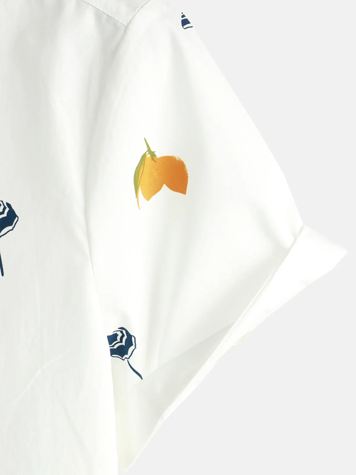 Men's Cotton White Hawaiian Button Up Beach Holiday Summer Short Sleeve Shirt