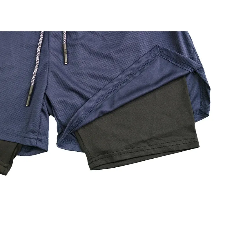 Men's Double Layer Fitness Shorts - Breathable and Quick-Drying for Summer Workouts and Beach Day