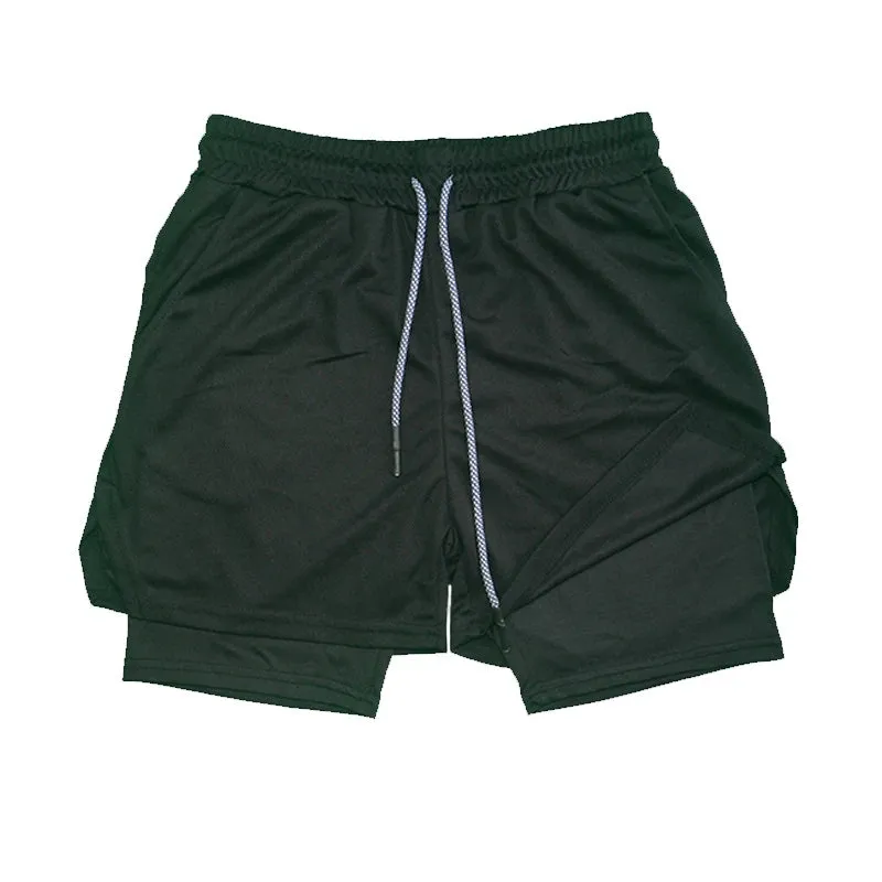 Men's Double Layer Fitness Shorts - Breathable and Quick-Drying for Summer Workouts and Beach Day