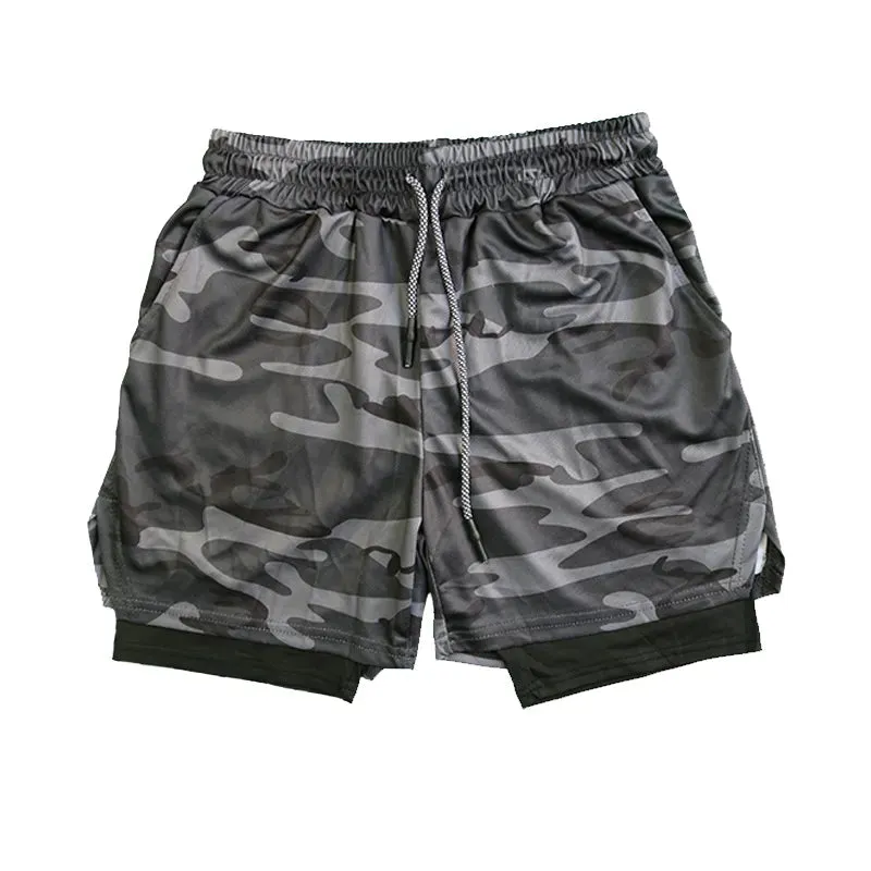 Men's Double Layer Fitness Shorts - Breathable and Quick-Drying for Summer Workouts and Beach Day