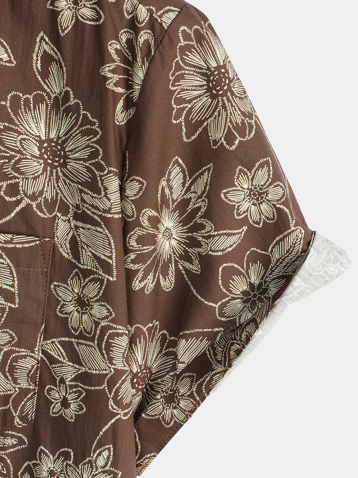 Men's Floral Brown Hawaiian Holiday Short Sleeve Shirt