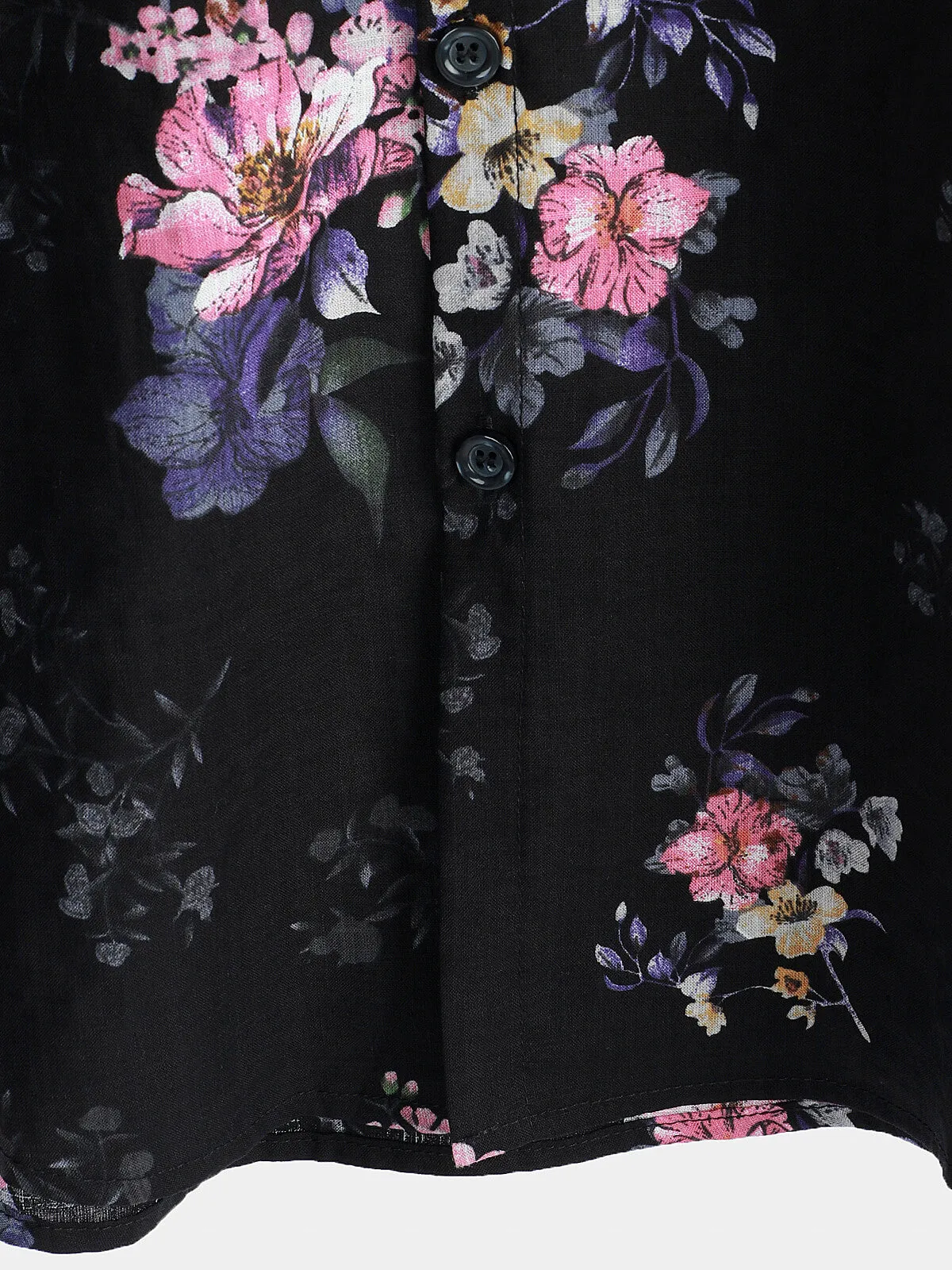 Men's Floral Button Up Short Sleeve Holiday Cotton Vintage Shirt