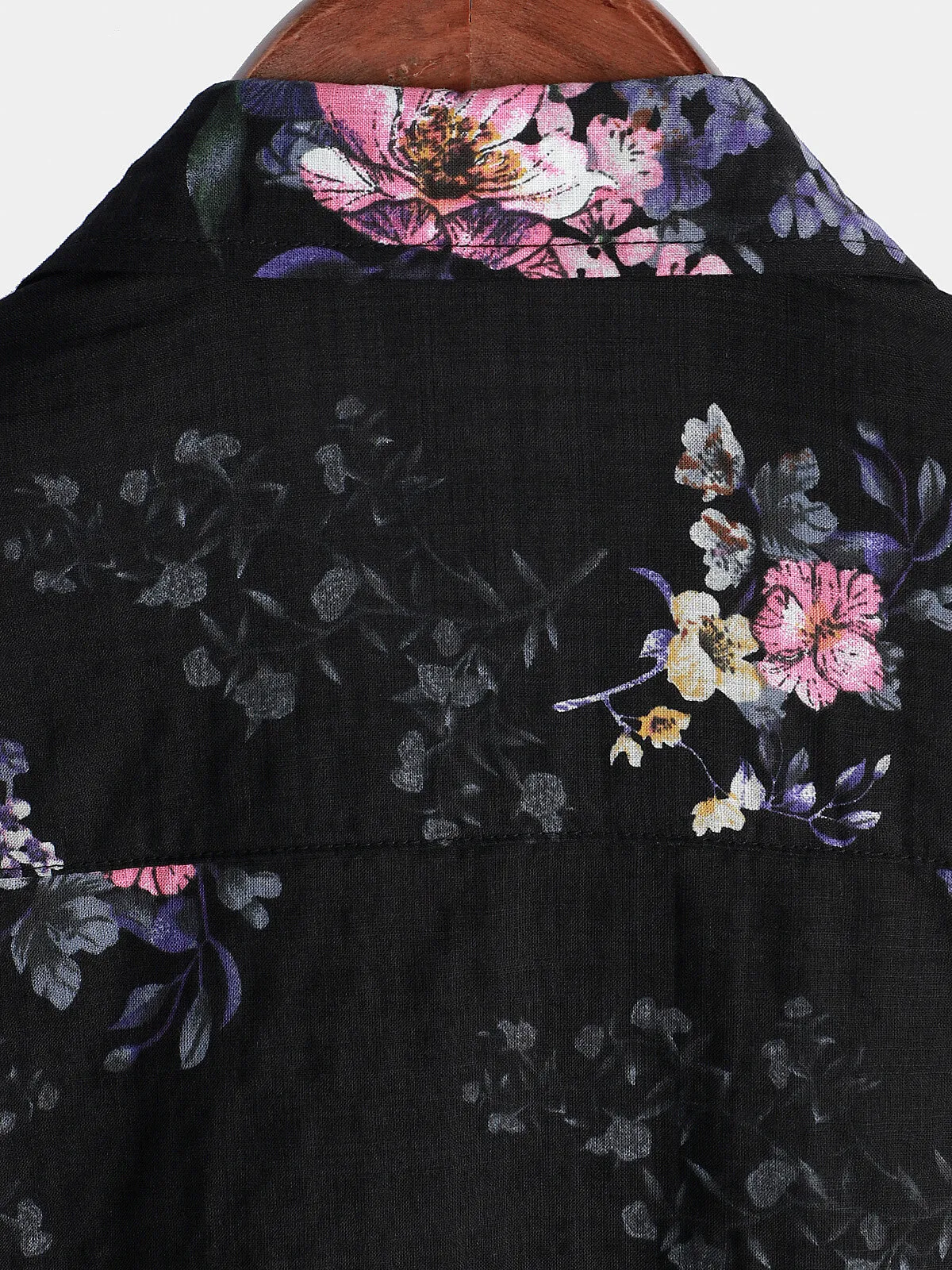 Men's Floral Button Up Short Sleeve Holiday Cotton Vintage Shirt