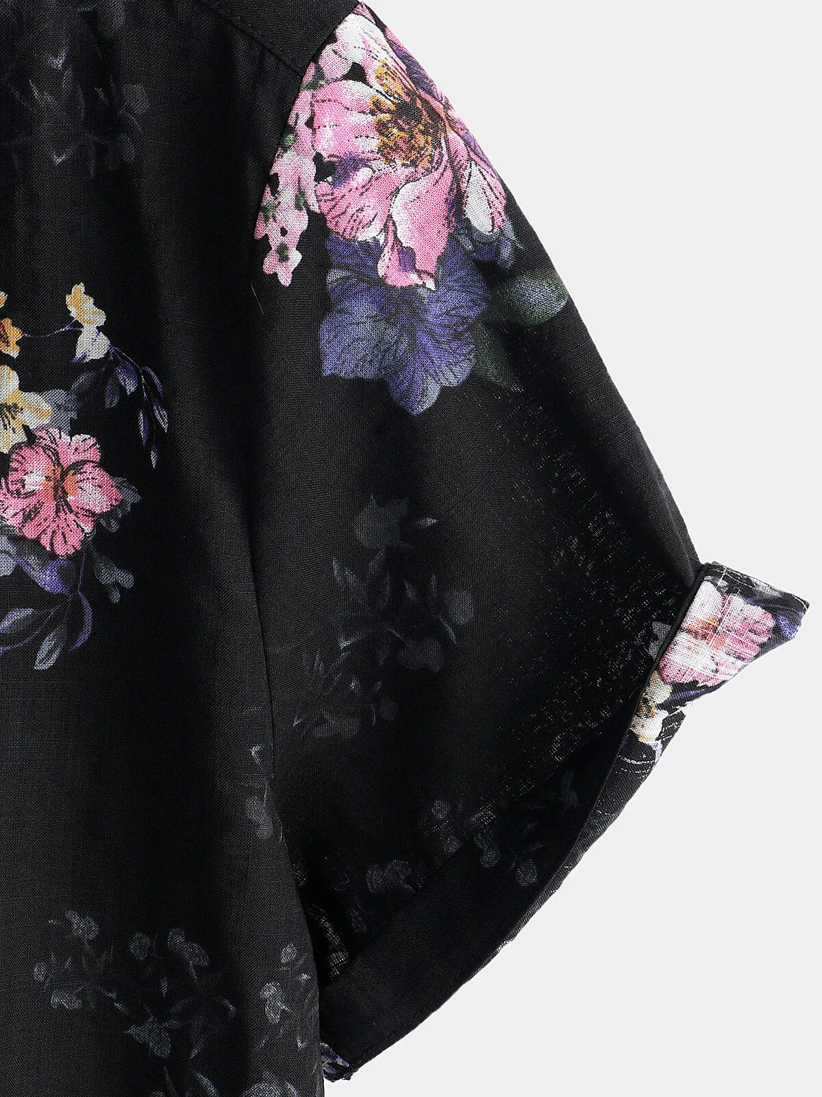 Men's Floral Button Up Short Sleeve Holiday Cotton Vintage Shirt