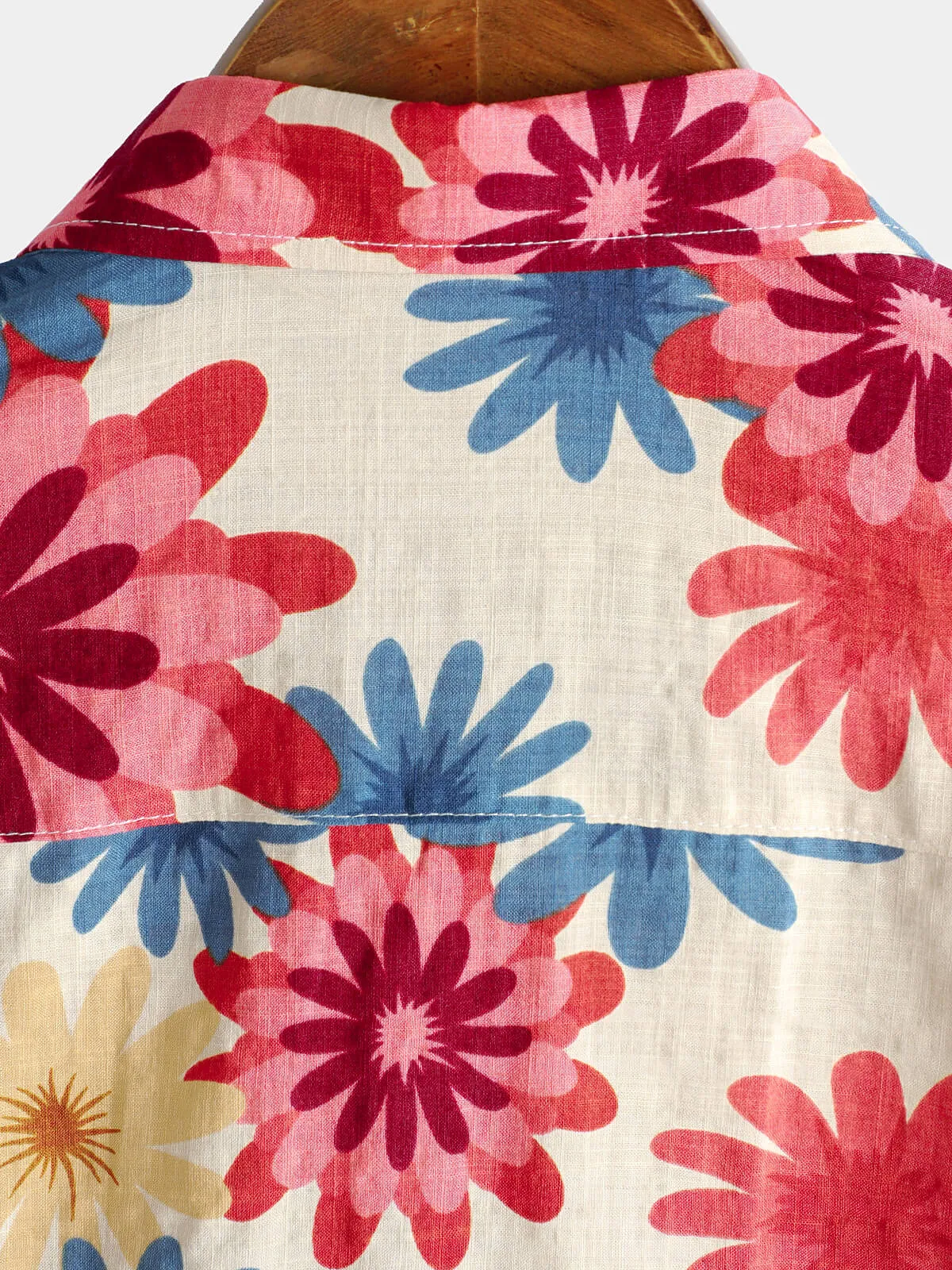 Men's Floral Cotton Daisy Flower Summer Beach Holiday Short Sleeve Hawaiian Button Up Shirt