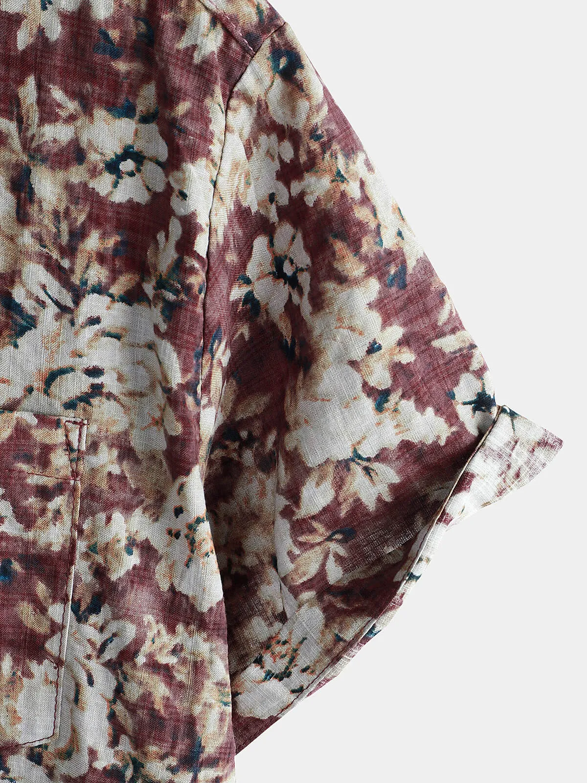 Men's Floral Holiday Casual Pocket Short Sleeve Button Up Shirt