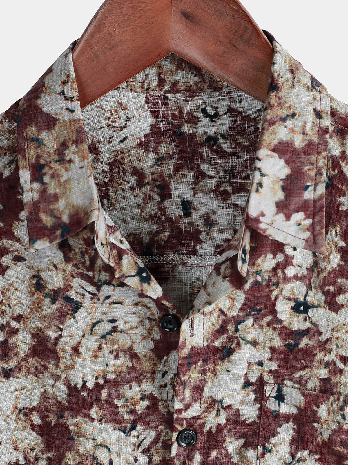 Men's Floral Holiday Casual Pocket Short Sleeve Button Up Shirt