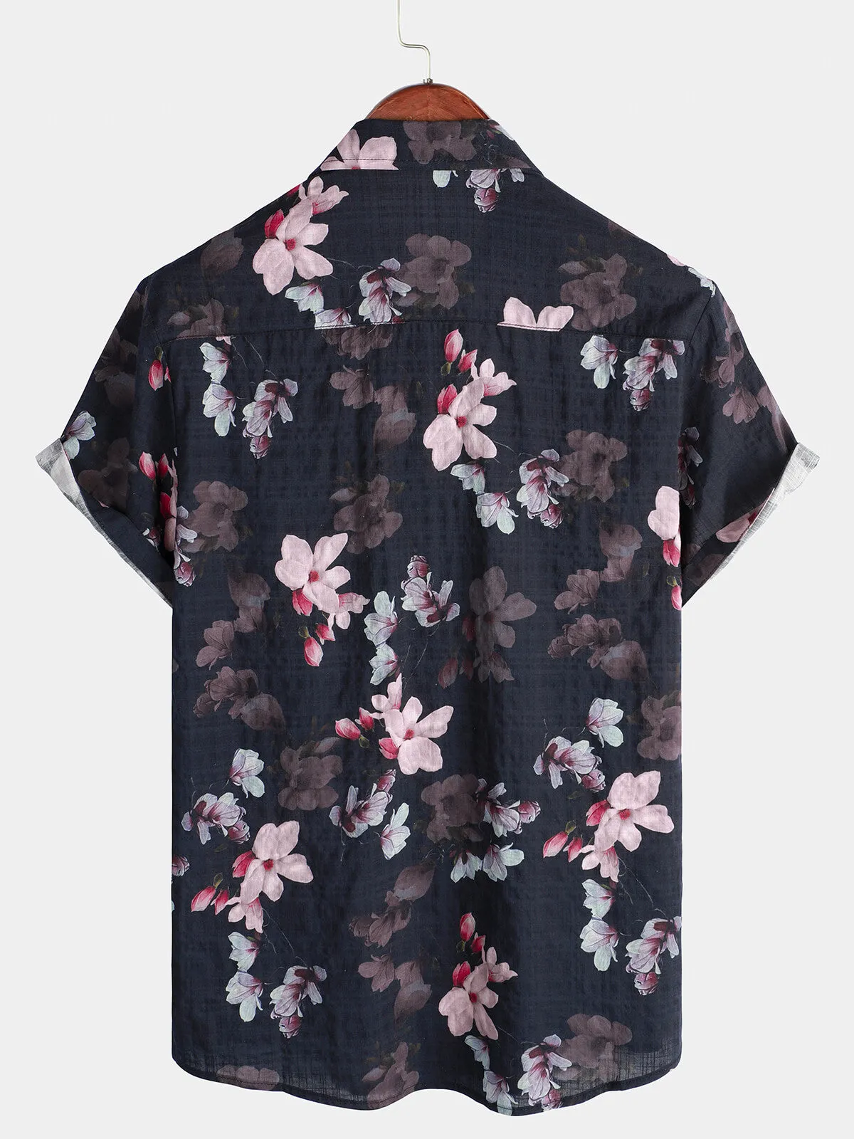 Men's Floral Holiday Hawaiian Short Sleeve Beach Button Up Summer Shirt