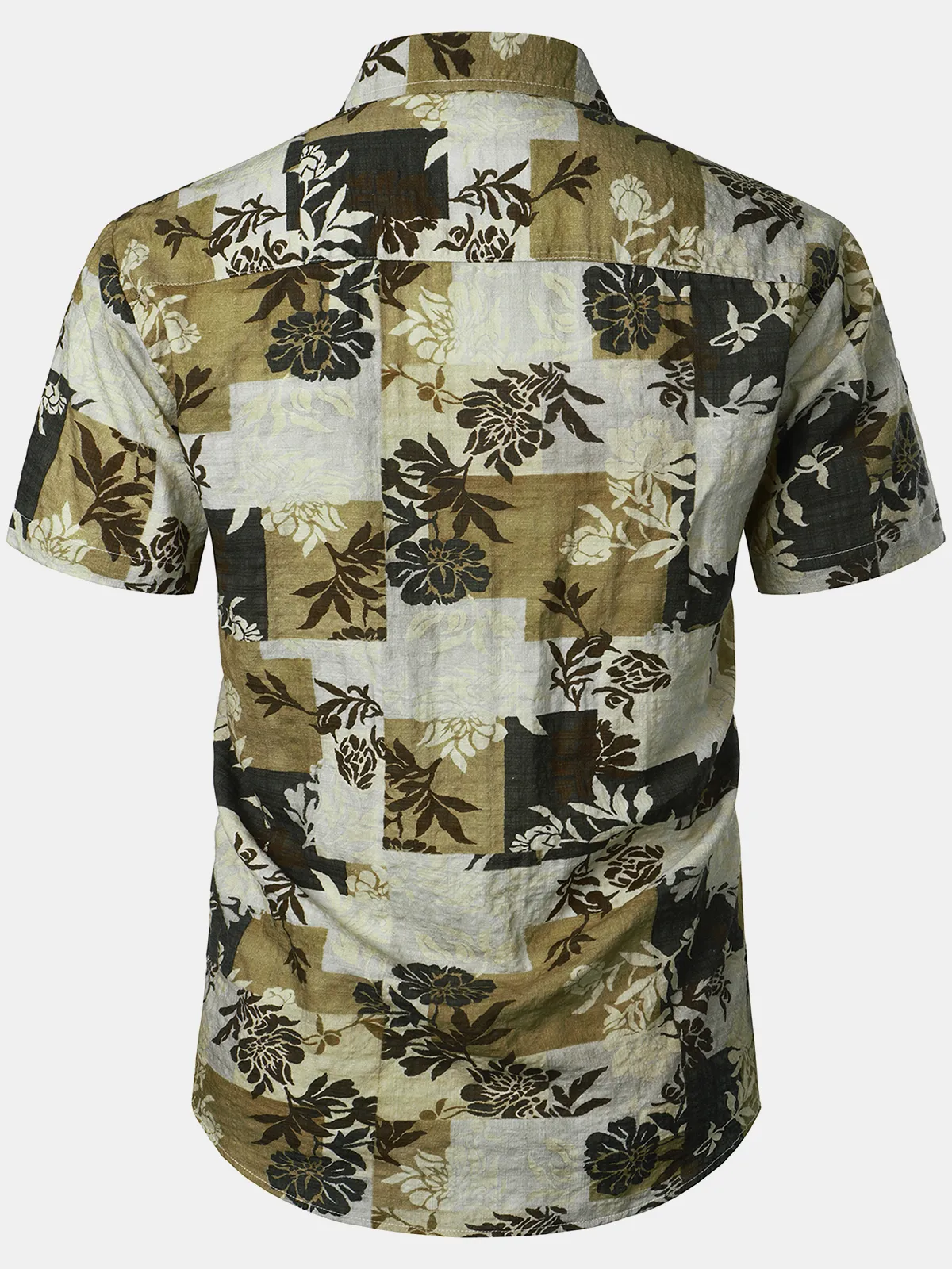Men's Floral Print Vintage Beach Short Sleeve Button Up Shirt