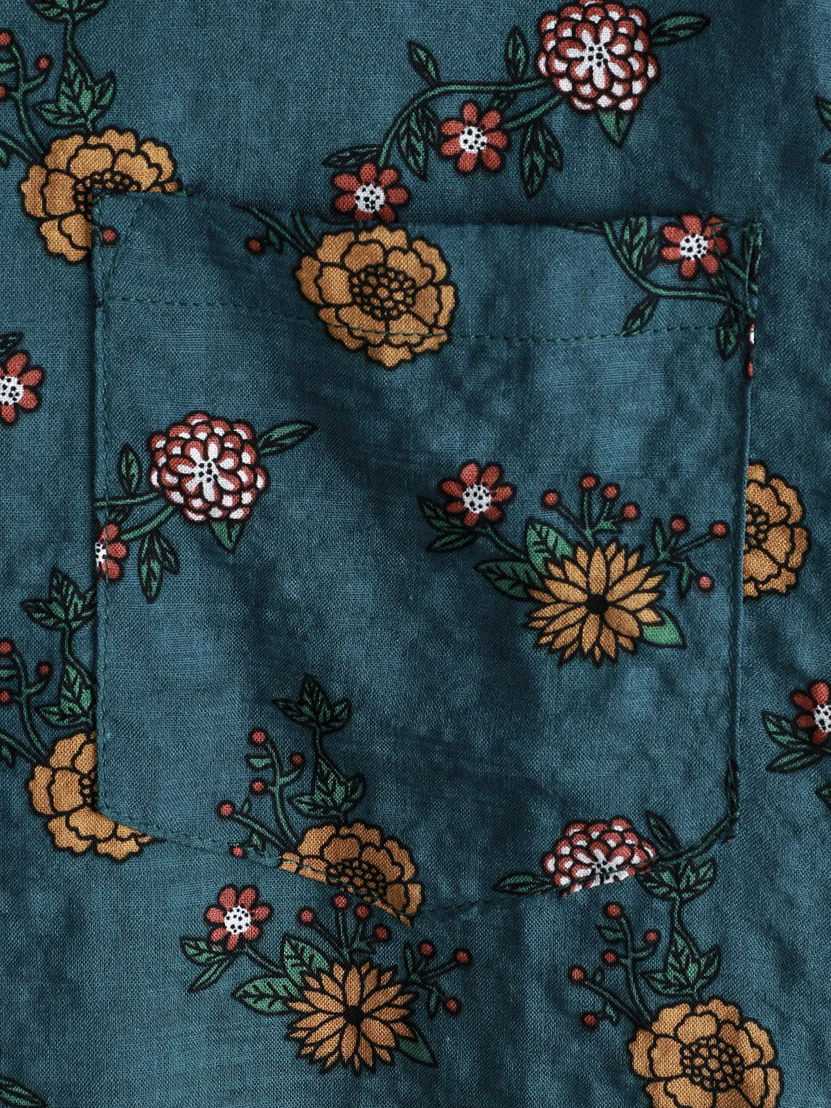 Men's Floral Print Vintage Blue Hawaiian Short Sleeve Shirt