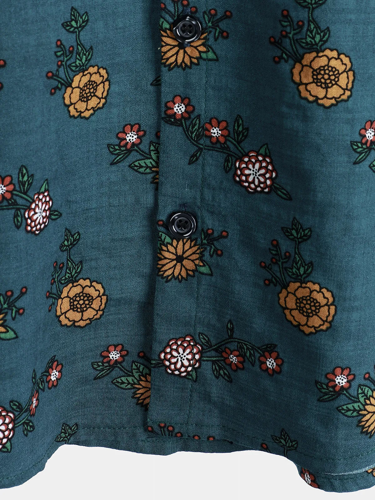Men's Floral Print Vintage Blue Hawaiian Short Sleeve Shirt