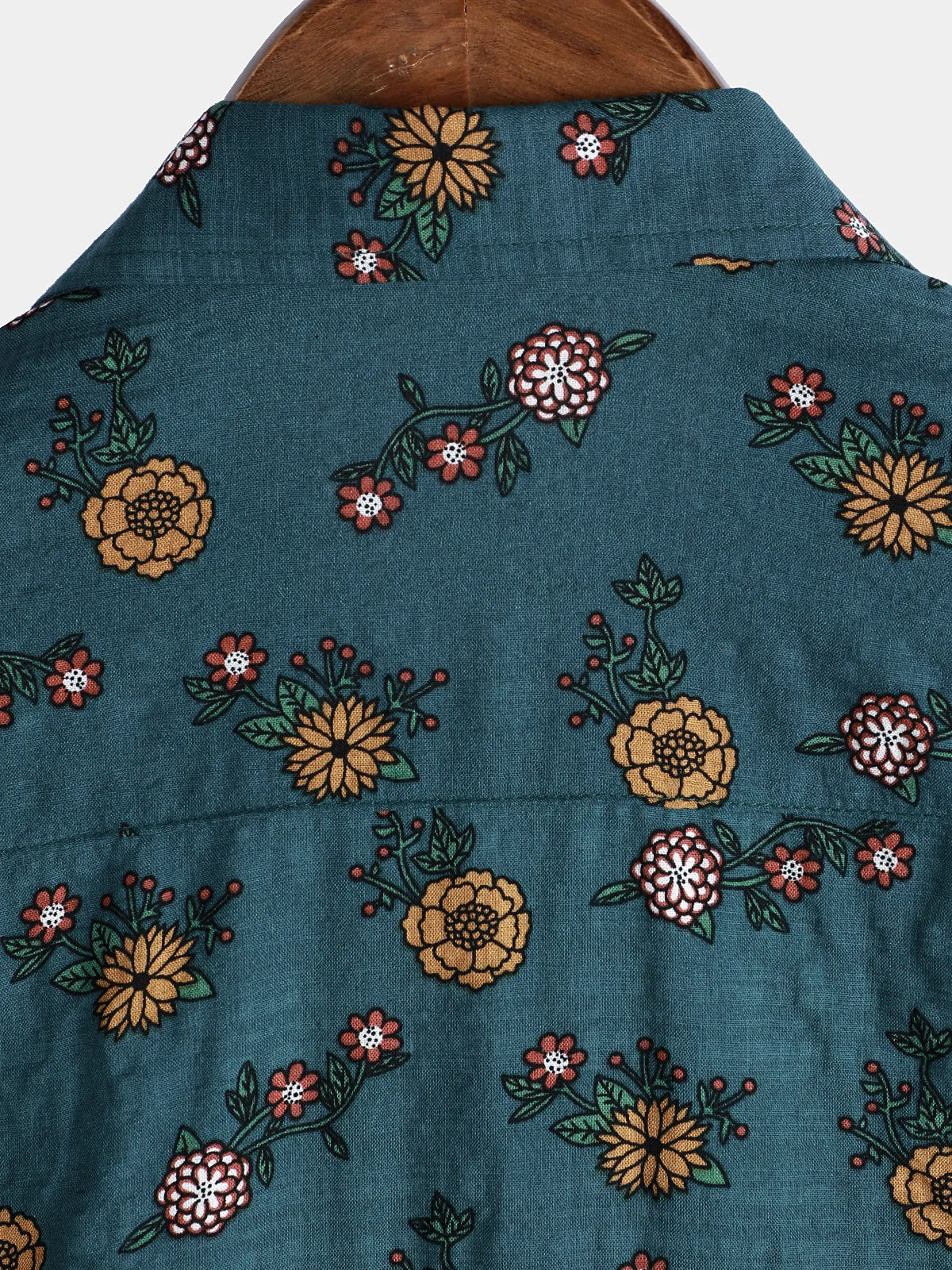 Men's Floral Print Vintage Blue Hawaiian Short Sleeve Shirt
