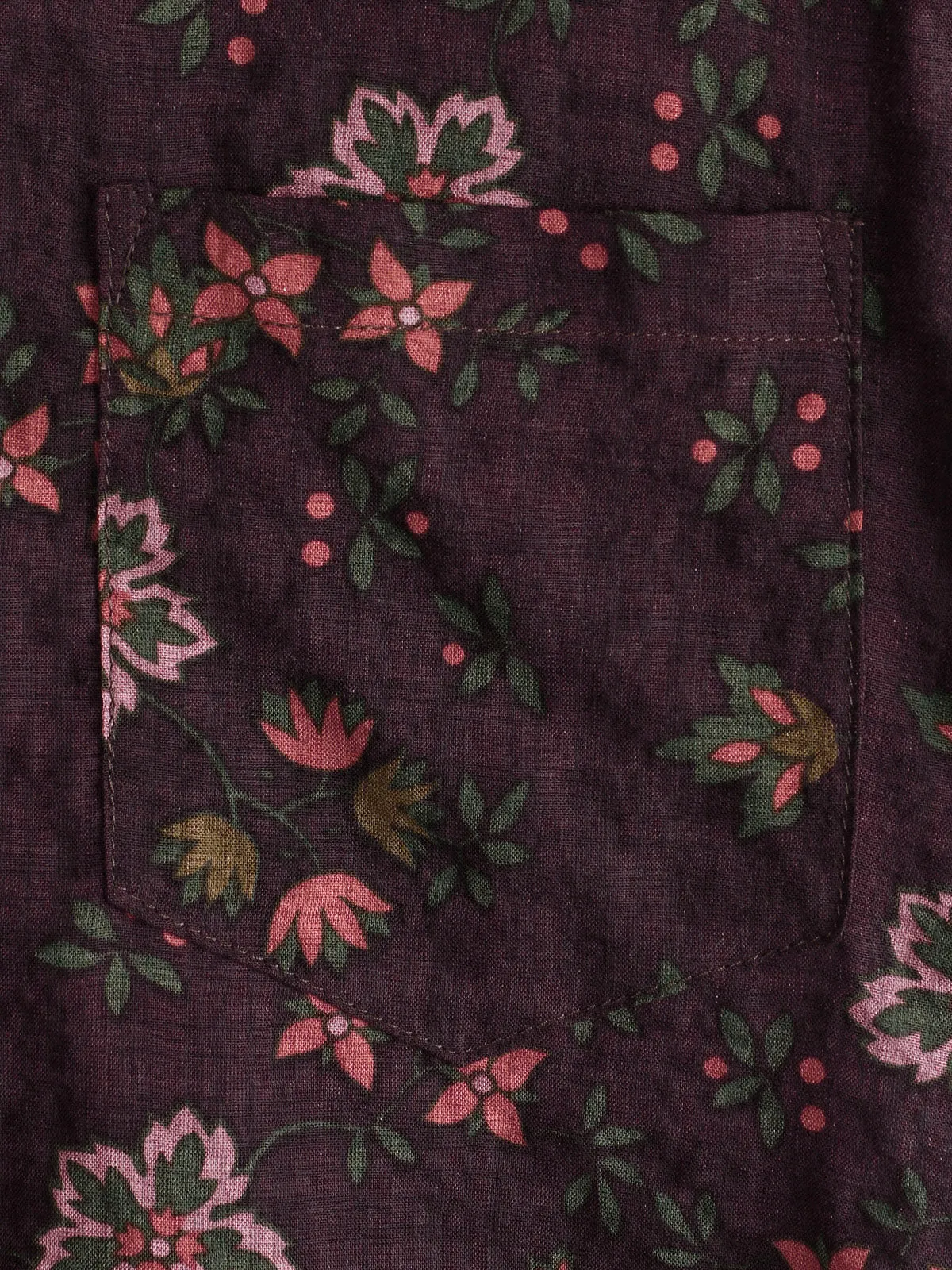 Men's Floral Print Vintage Holiday Brown Hawaiian Short Sleeve Shirt