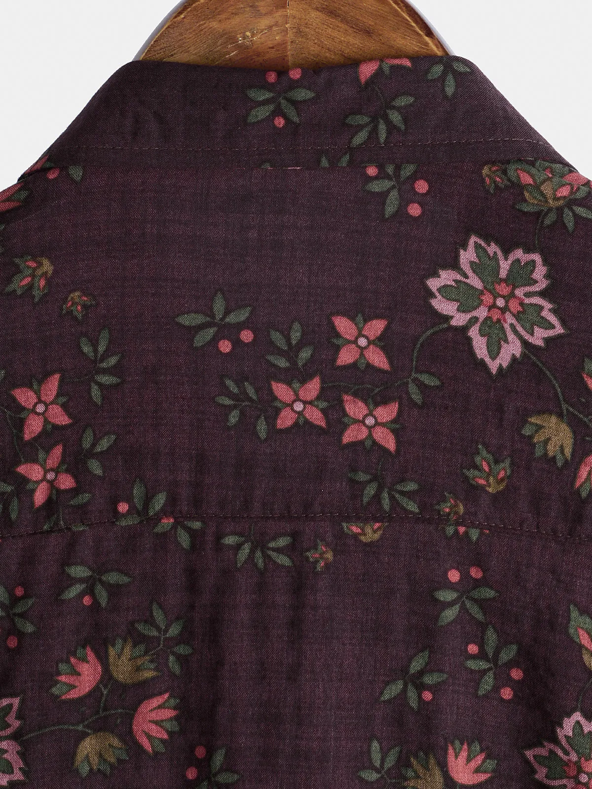 Men's Floral Print Vintage Holiday Brown Hawaiian Short Sleeve Shirt