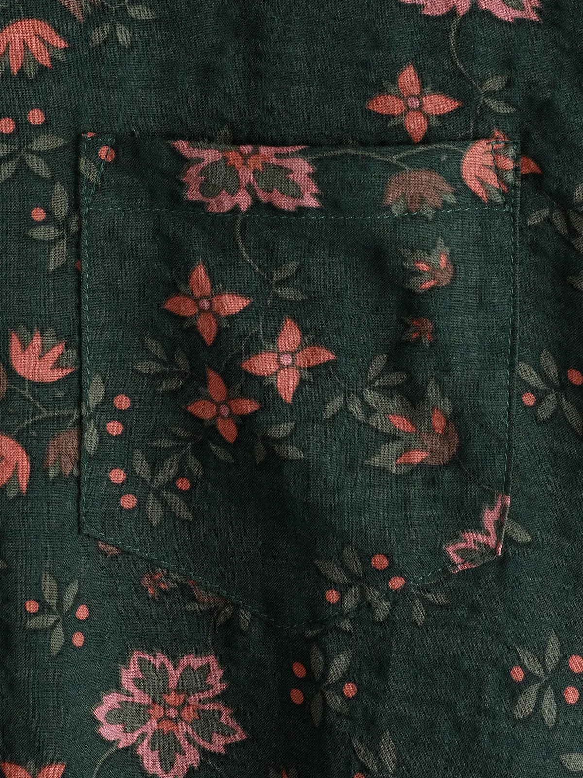 Men's Floral Print Vintage Holiday Green Hawaiian Short Sleeve Shirt
