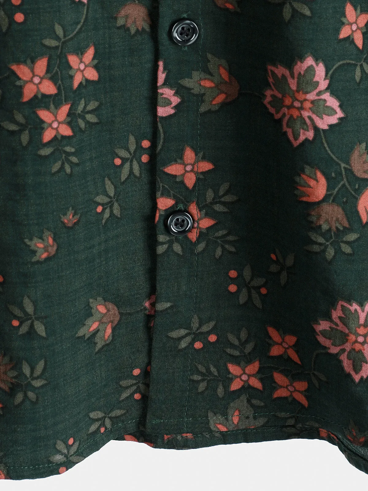 Men's Floral Print Vintage Holiday Green Hawaiian Short Sleeve Shirt