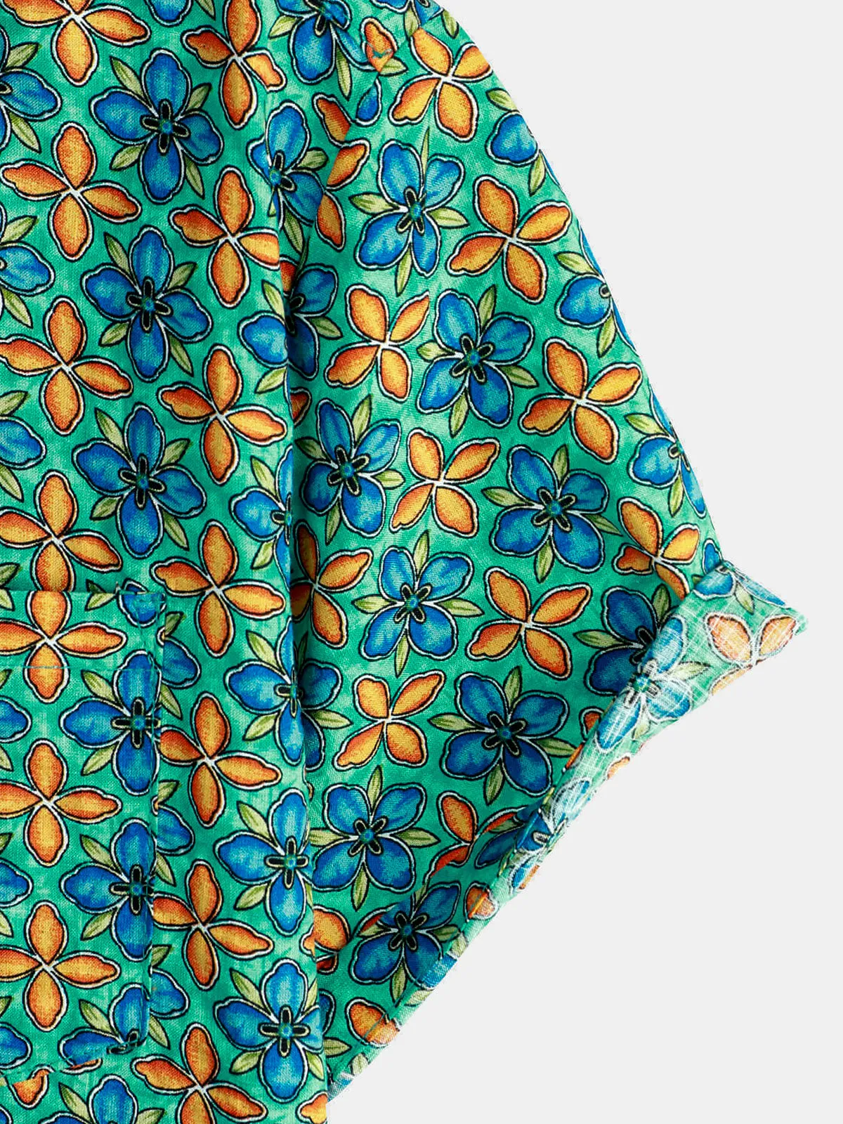Men's Floral Vintage Short Sleeve Leisure Cotton Button Up Shirt
