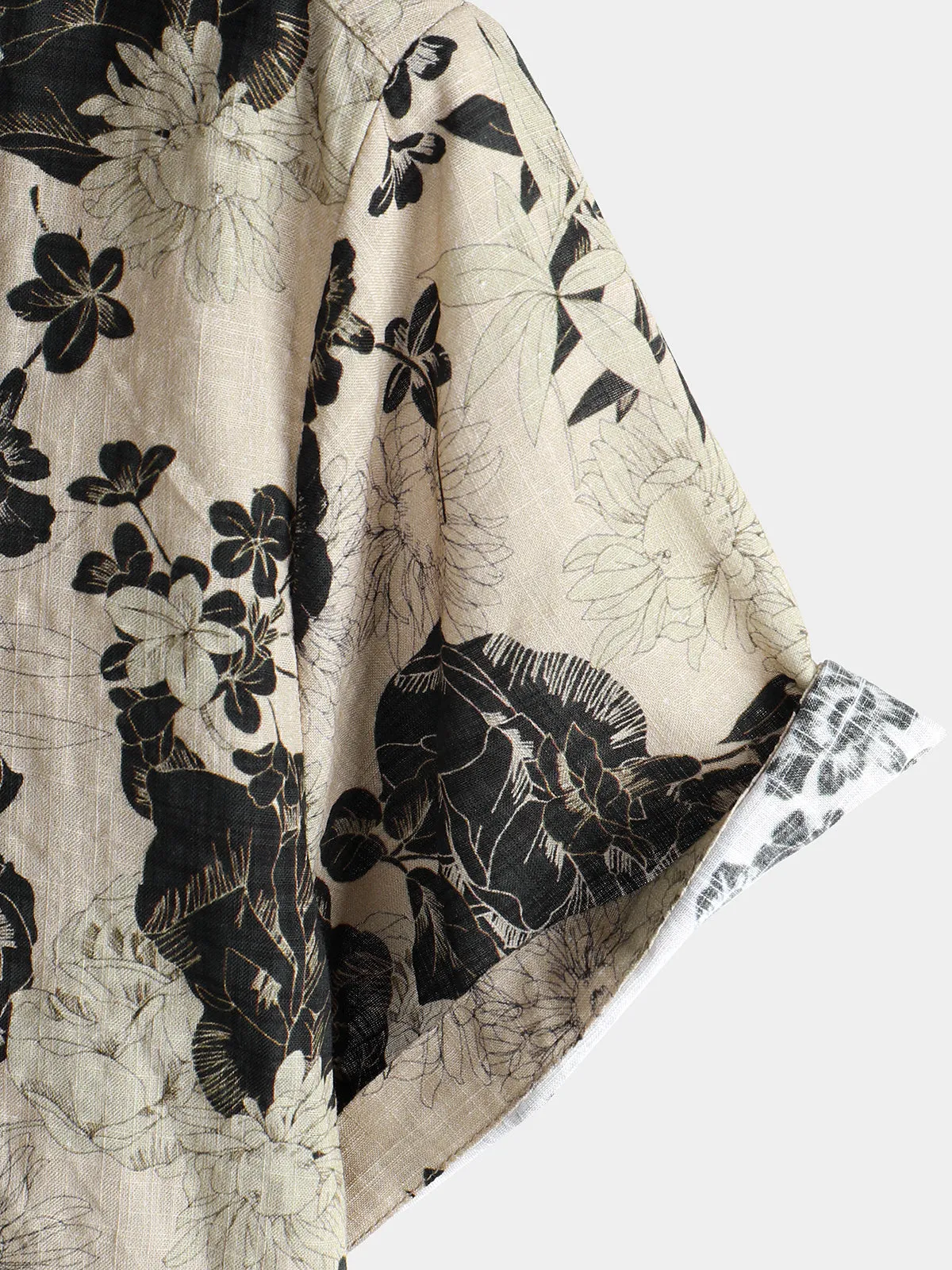 Men's Floral Vintage Short Sleeve Leisure Cotton Shirt