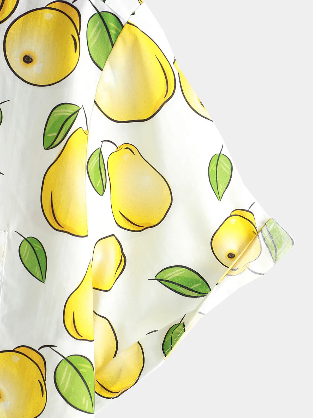 Mens Funny Hawaiian Pear Fruit Short Sleeve Button Up Shirt