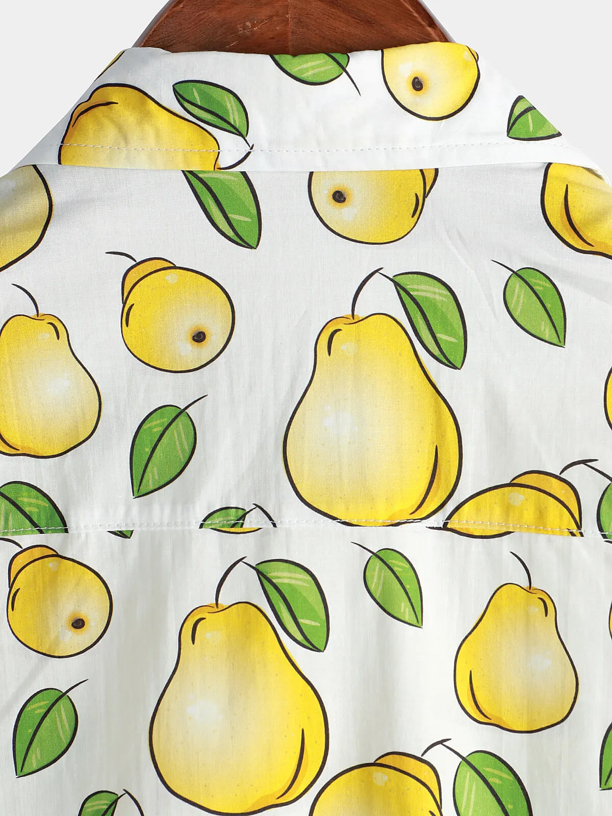 Mens Funny Hawaiian Pear Fruit Short Sleeve Button Up Shirt