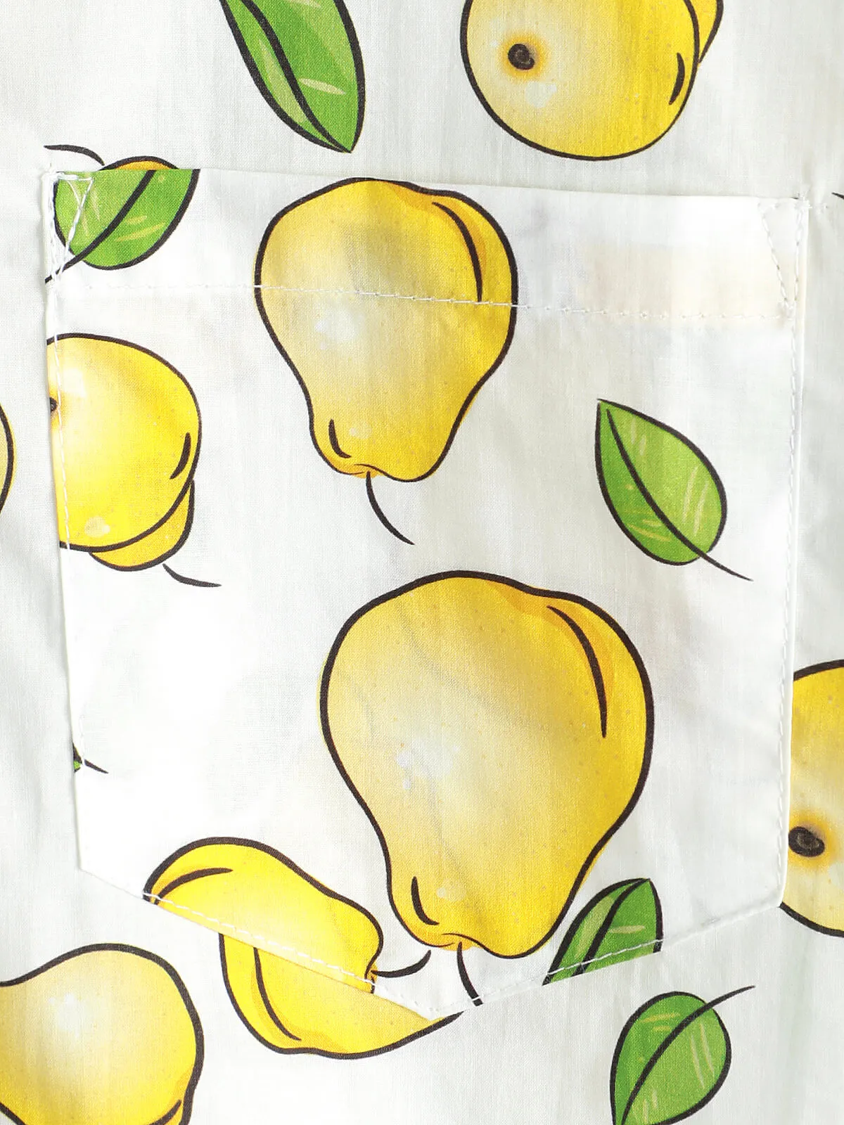 Mens Funny Hawaiian Pear Fruit Short Sleeve Button Up Shirt